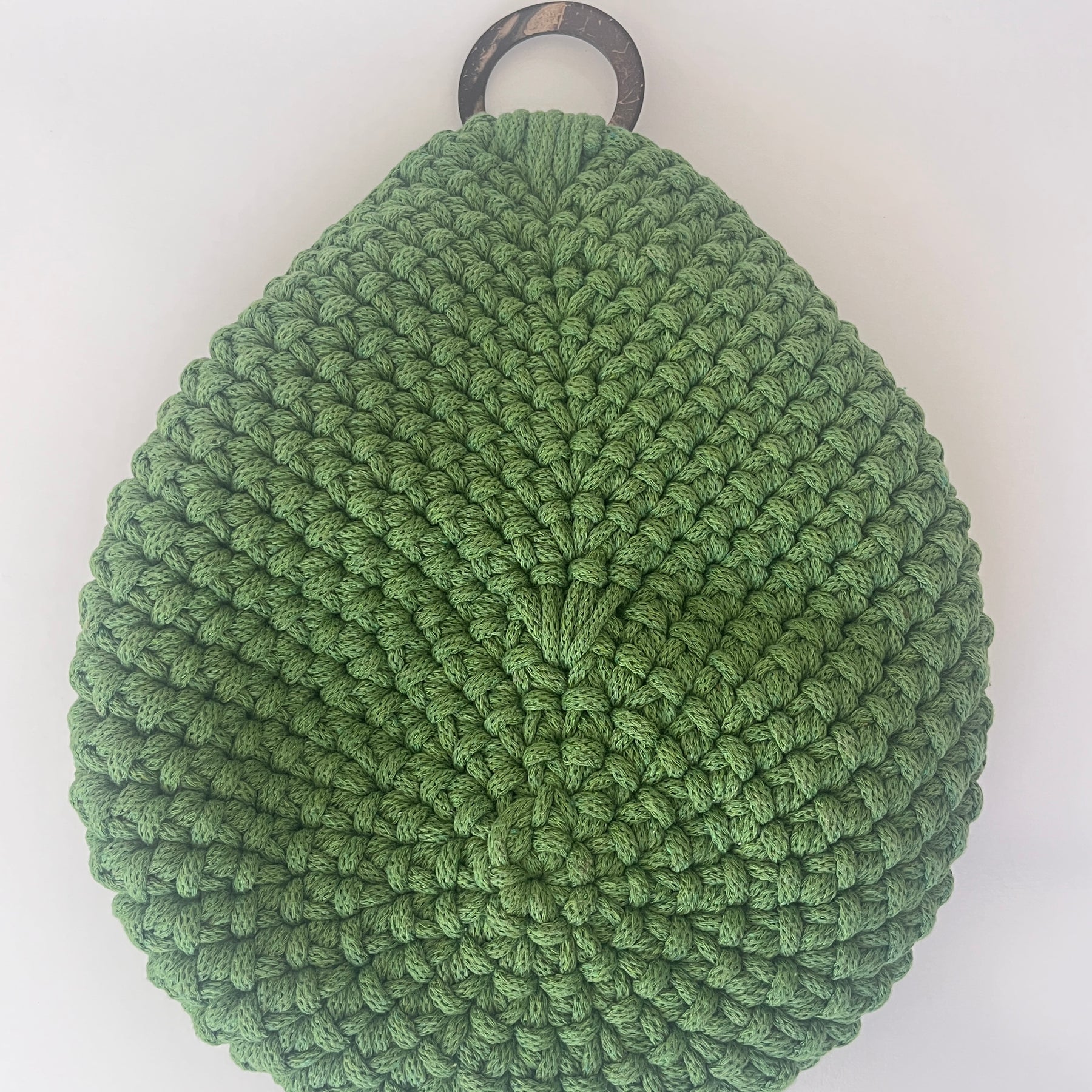 Handmade Crochet Hanging Basket - colour Fern