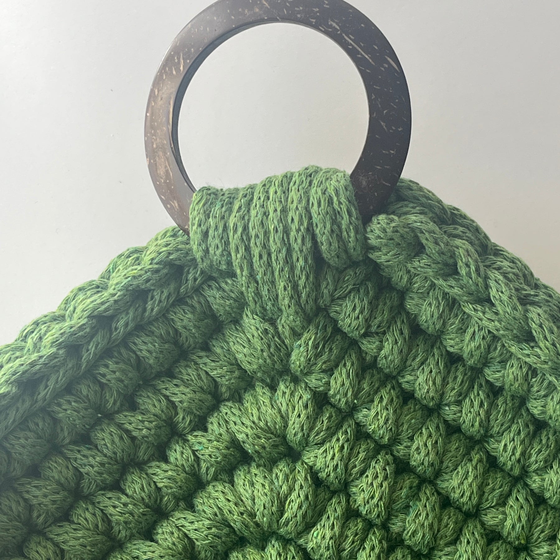 Handmade Crochet Hanging Basket - colour Fern