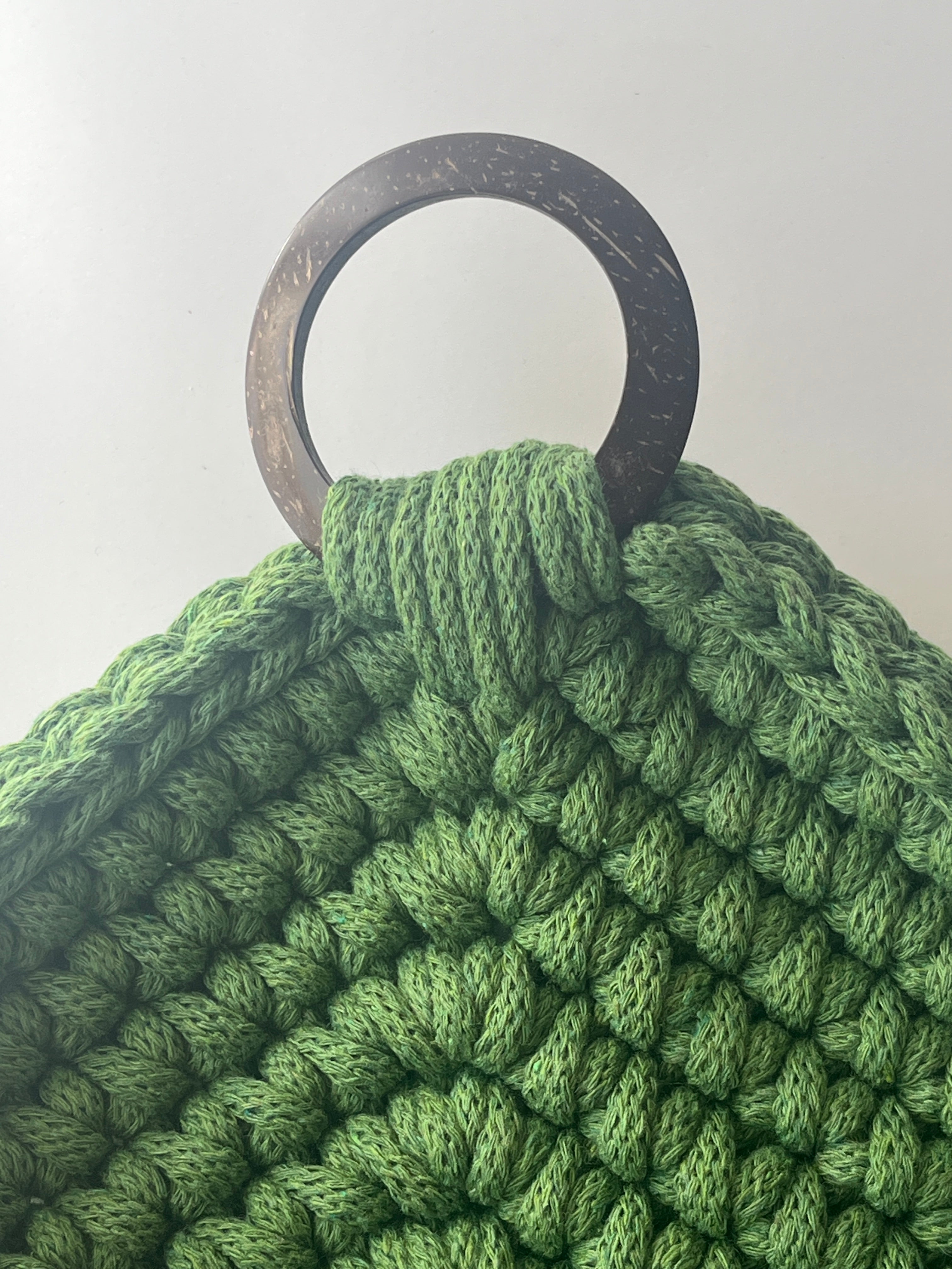 Handmade Crochet Hanging Basket - colour Fern