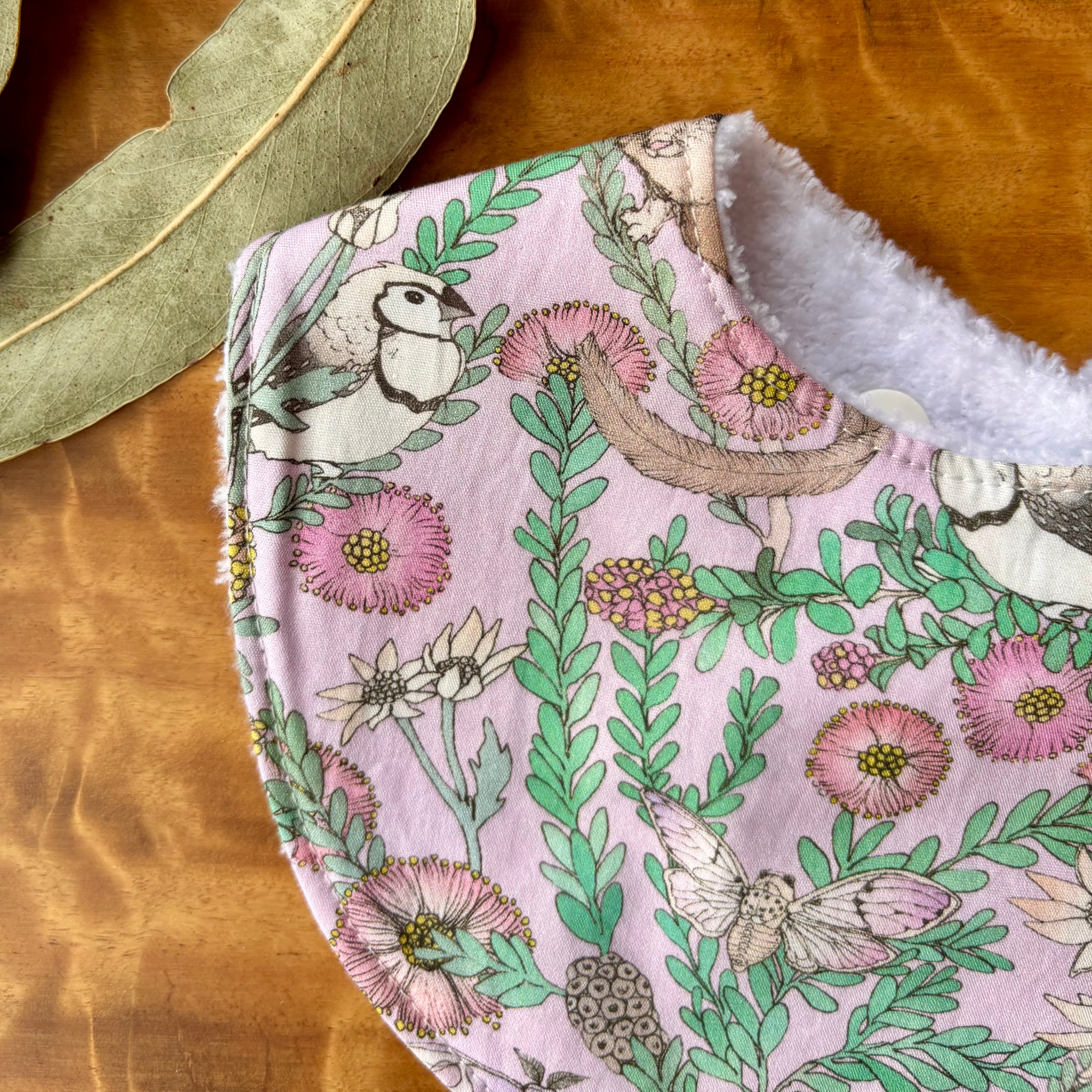 Baby Bib and Burp Cloth Set - Pink Possums