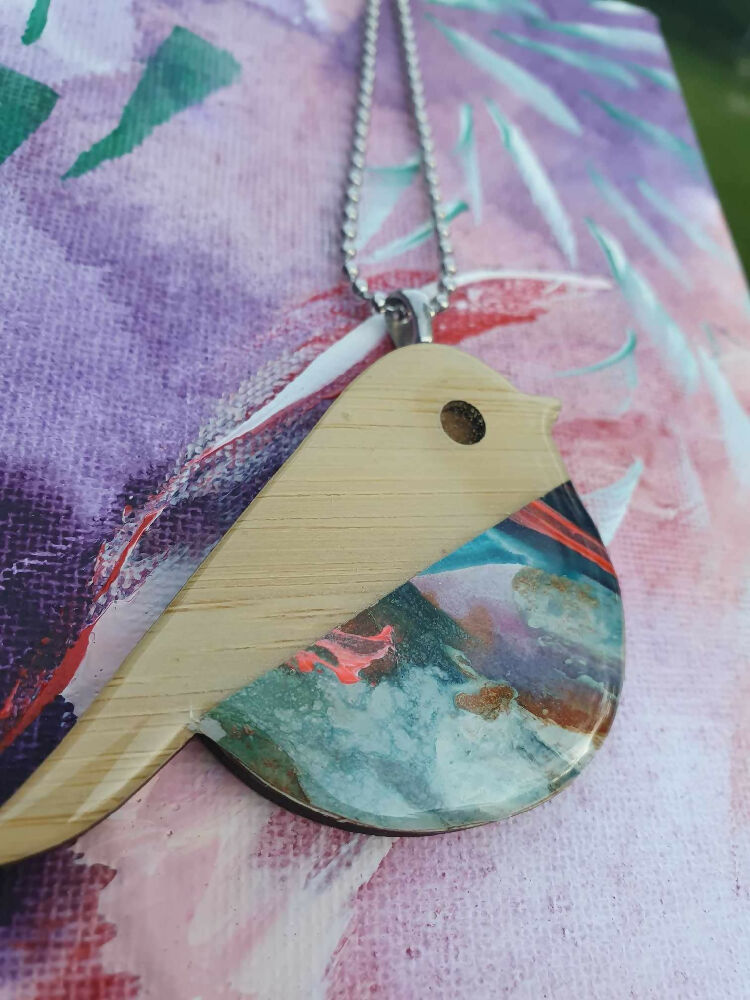 Aurora Collection| Pendant resin necklace | Bird