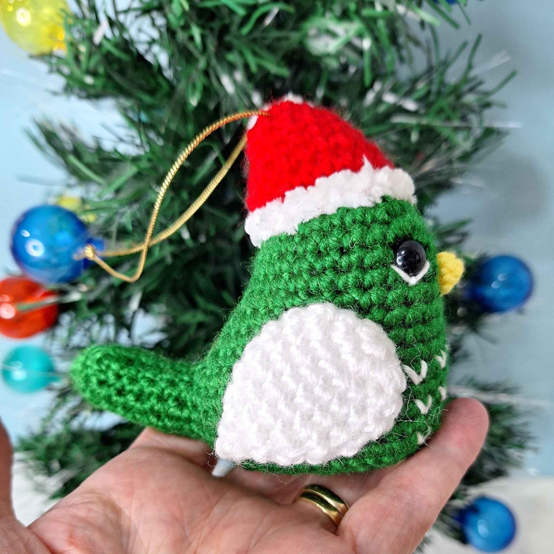 Crocheted Christmas Bird - Handmade Christmas Ornament