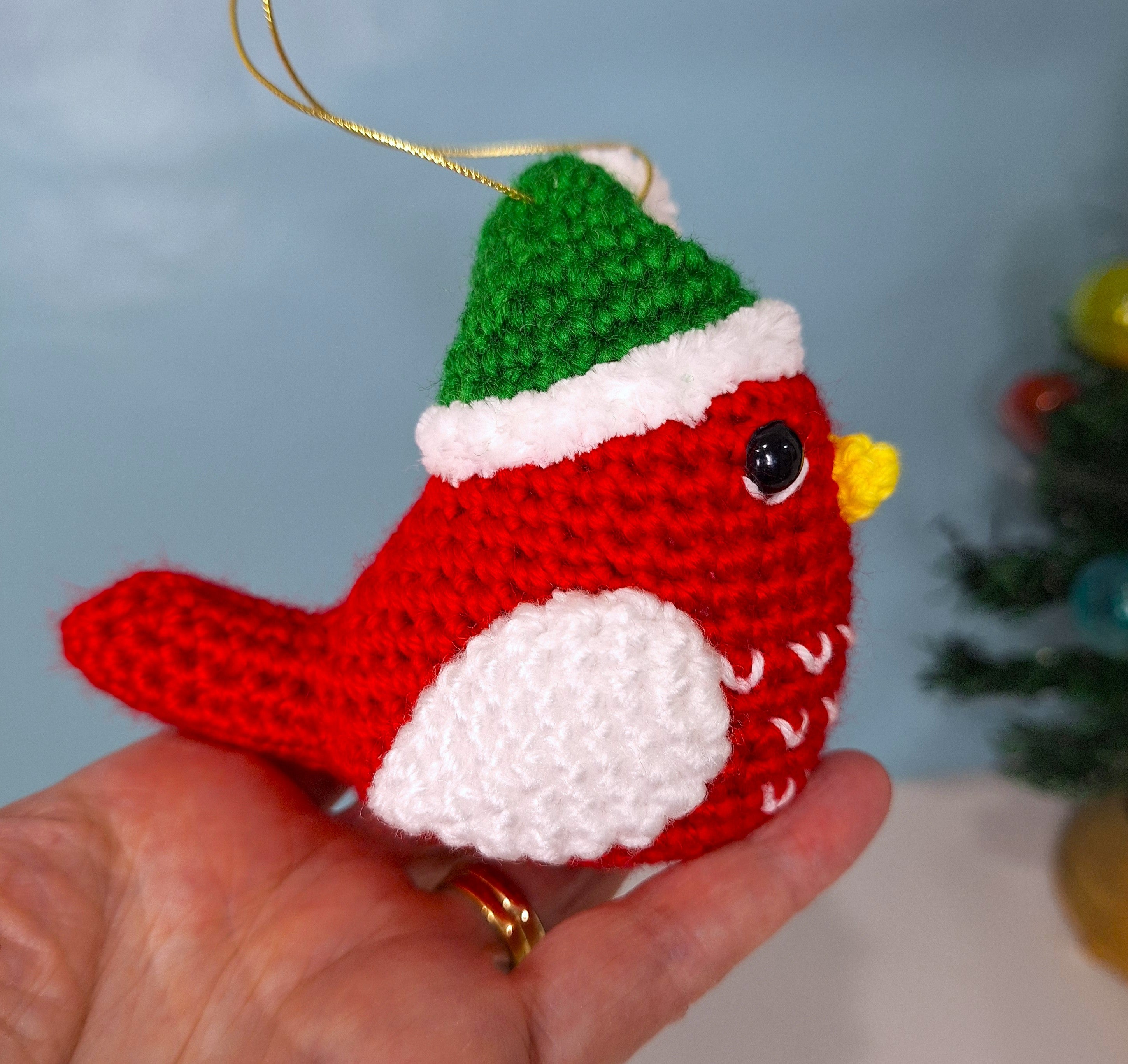 Crocheted Christmas Bird - Handmade Christmas Ornament