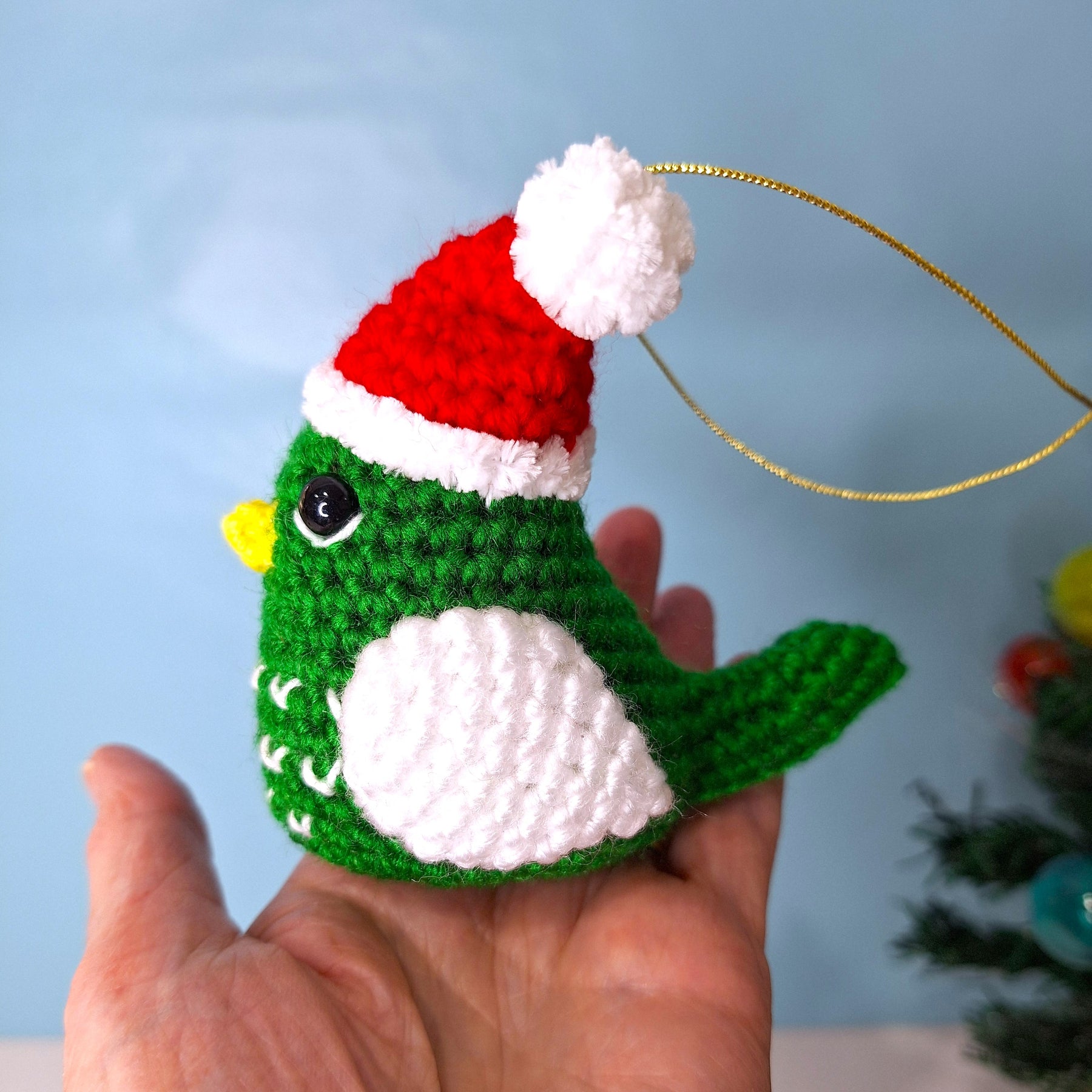 Crocheted Christmas Bird - Handmade Christmas Ornament