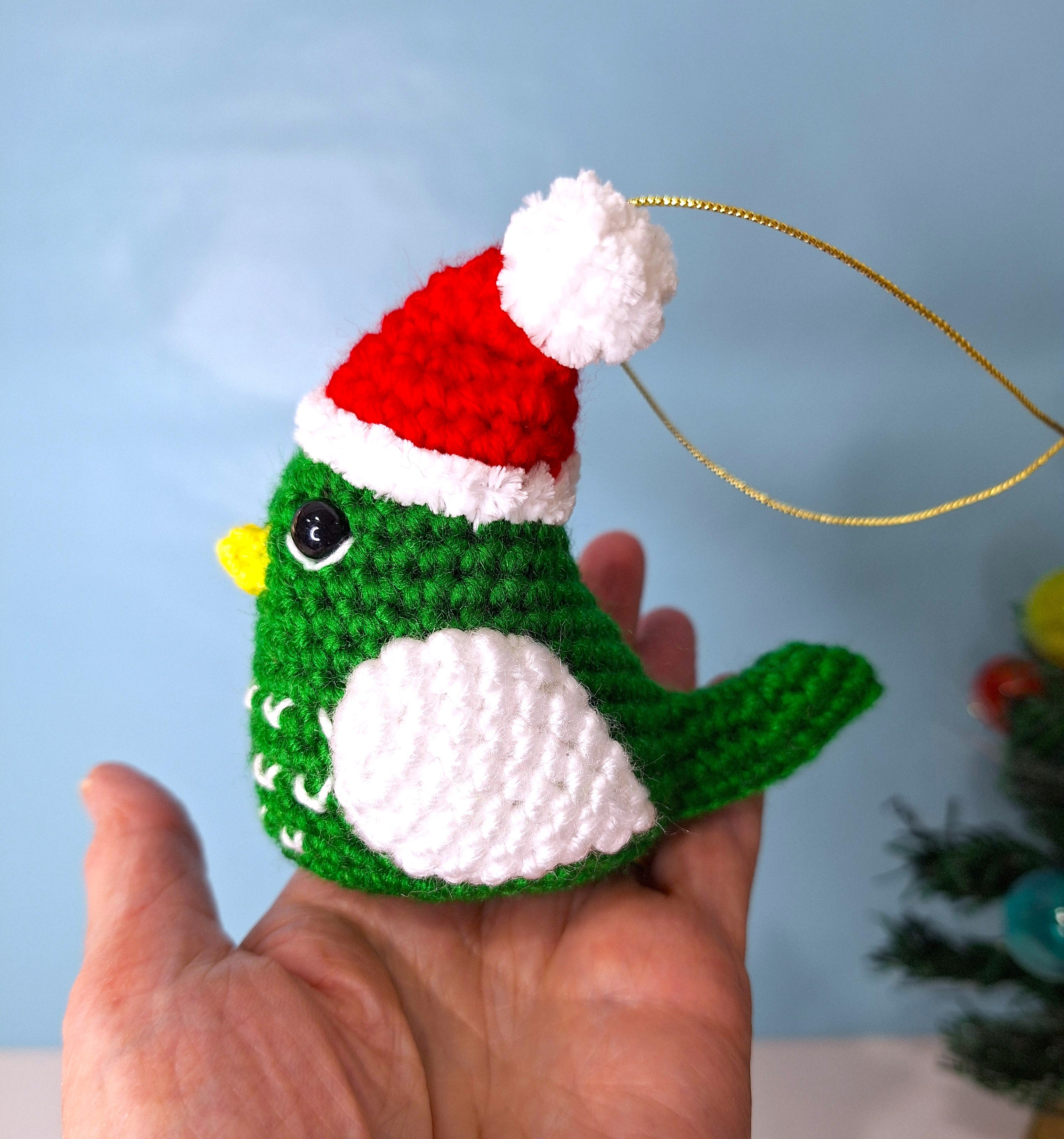Crocheted Christmas Bird - Handmade Christmas Ornament