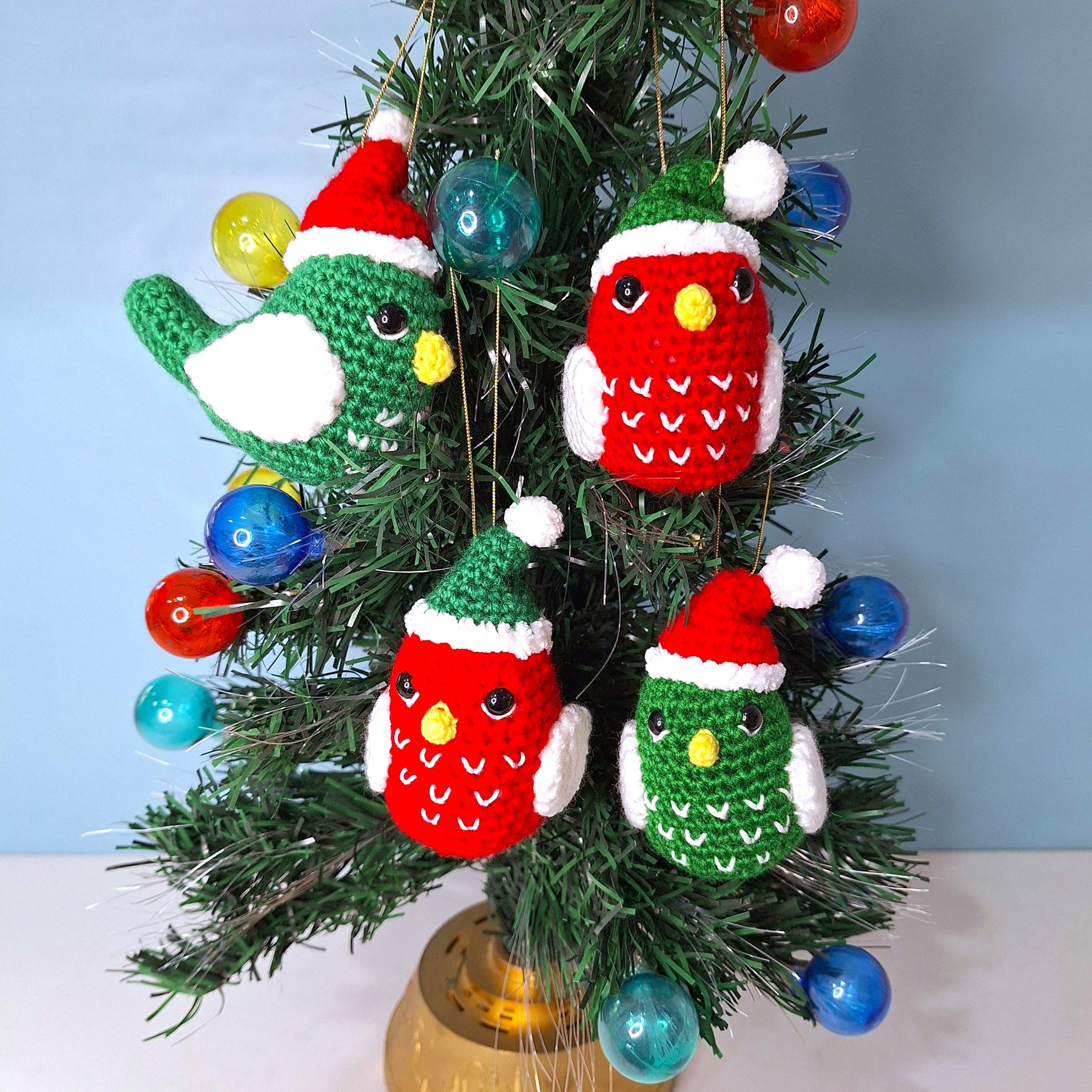 Crocheted Christmas Bird - Handmade Christmas Ornament