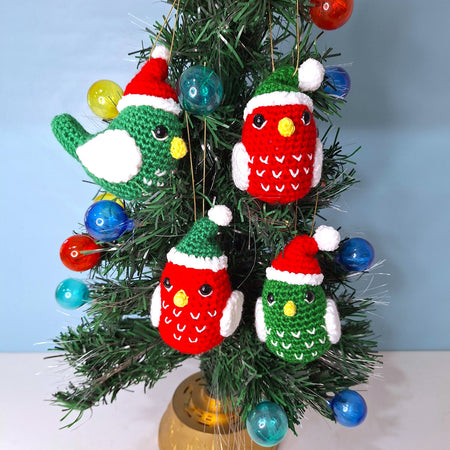Crocheted Christmas Bird - Handmade Christmas Ornament