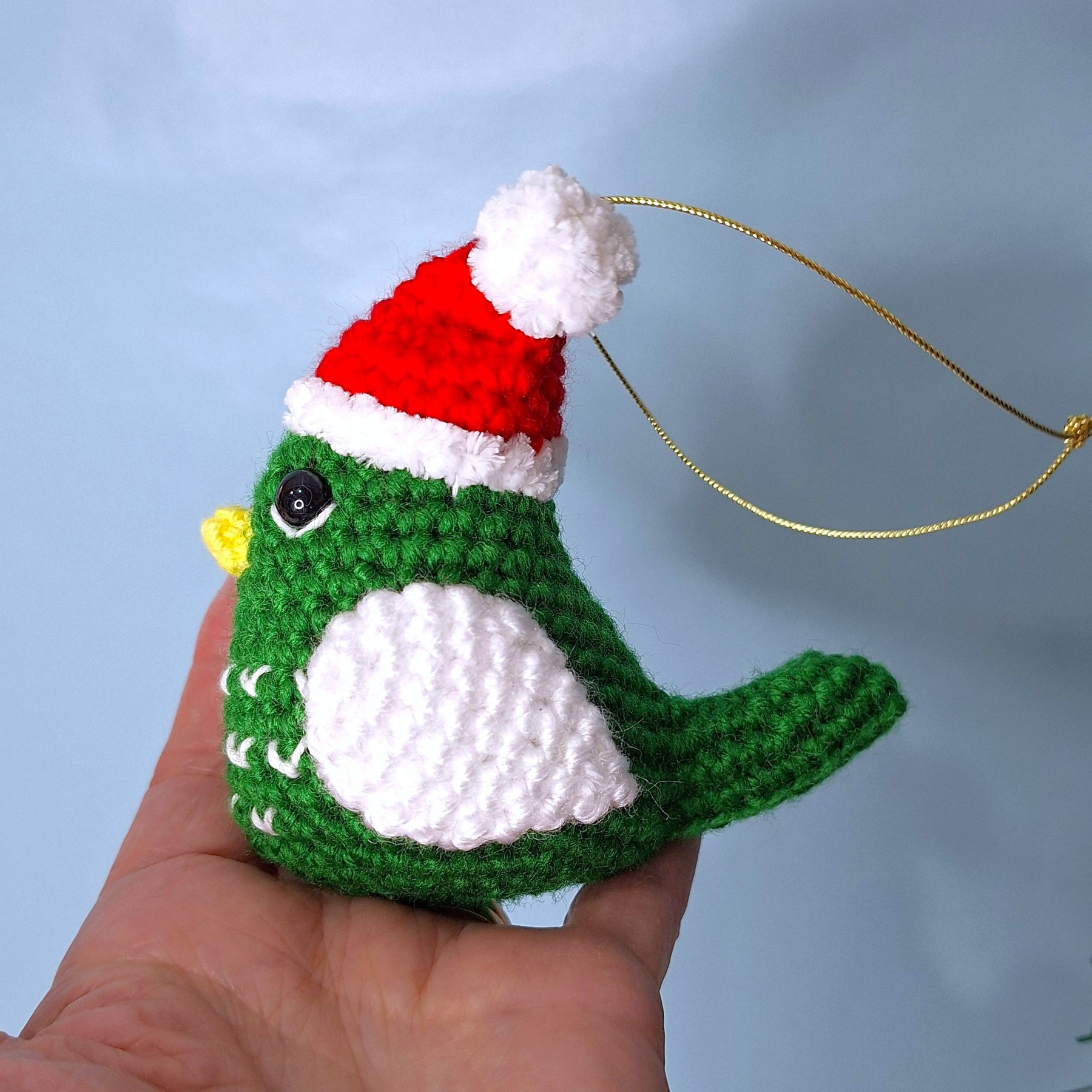 Crocheted Christmas Bird - Handmade Christmas Ornament