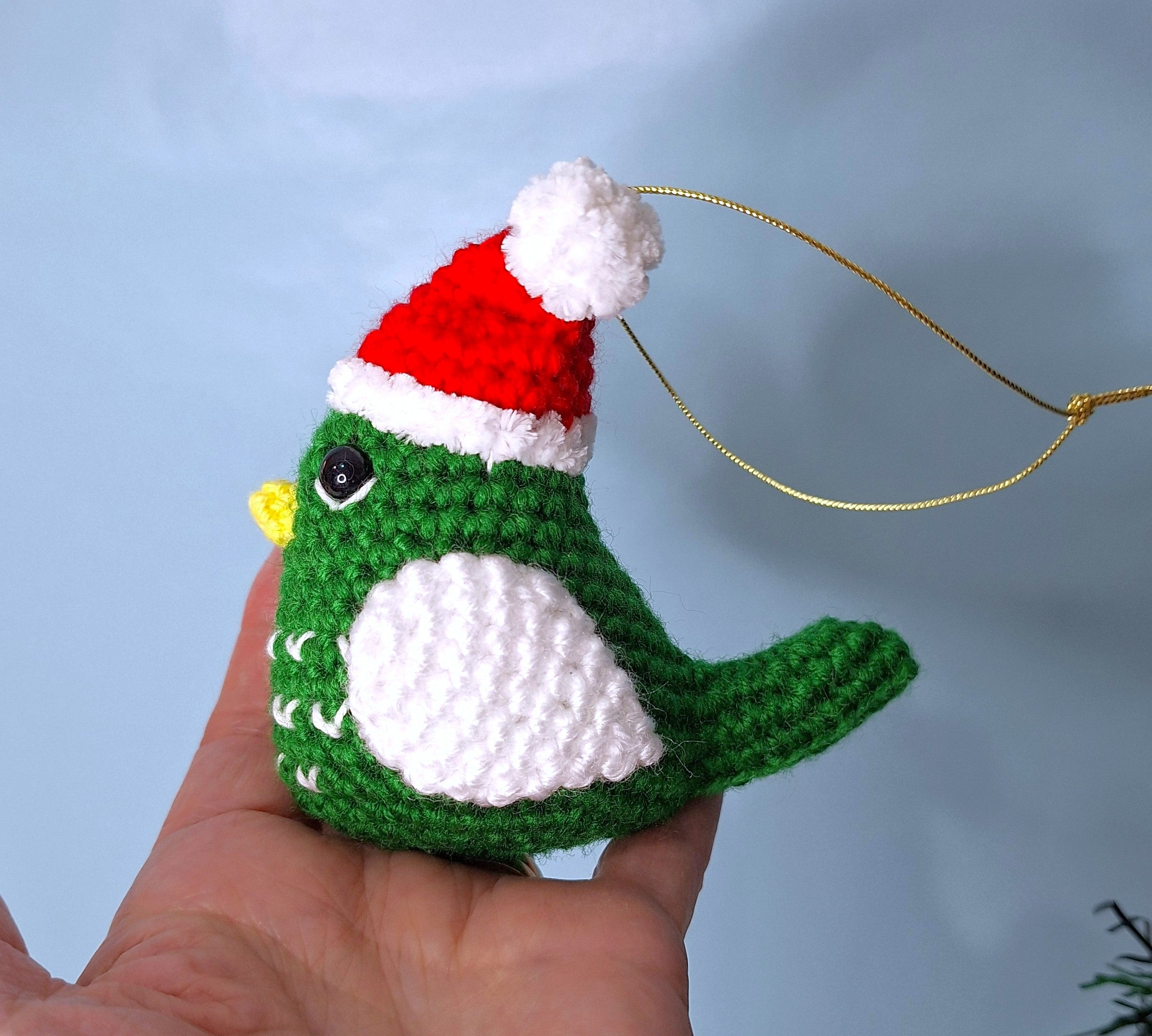 Crocheted Christmas Bird - Handmade Christmas Ornament