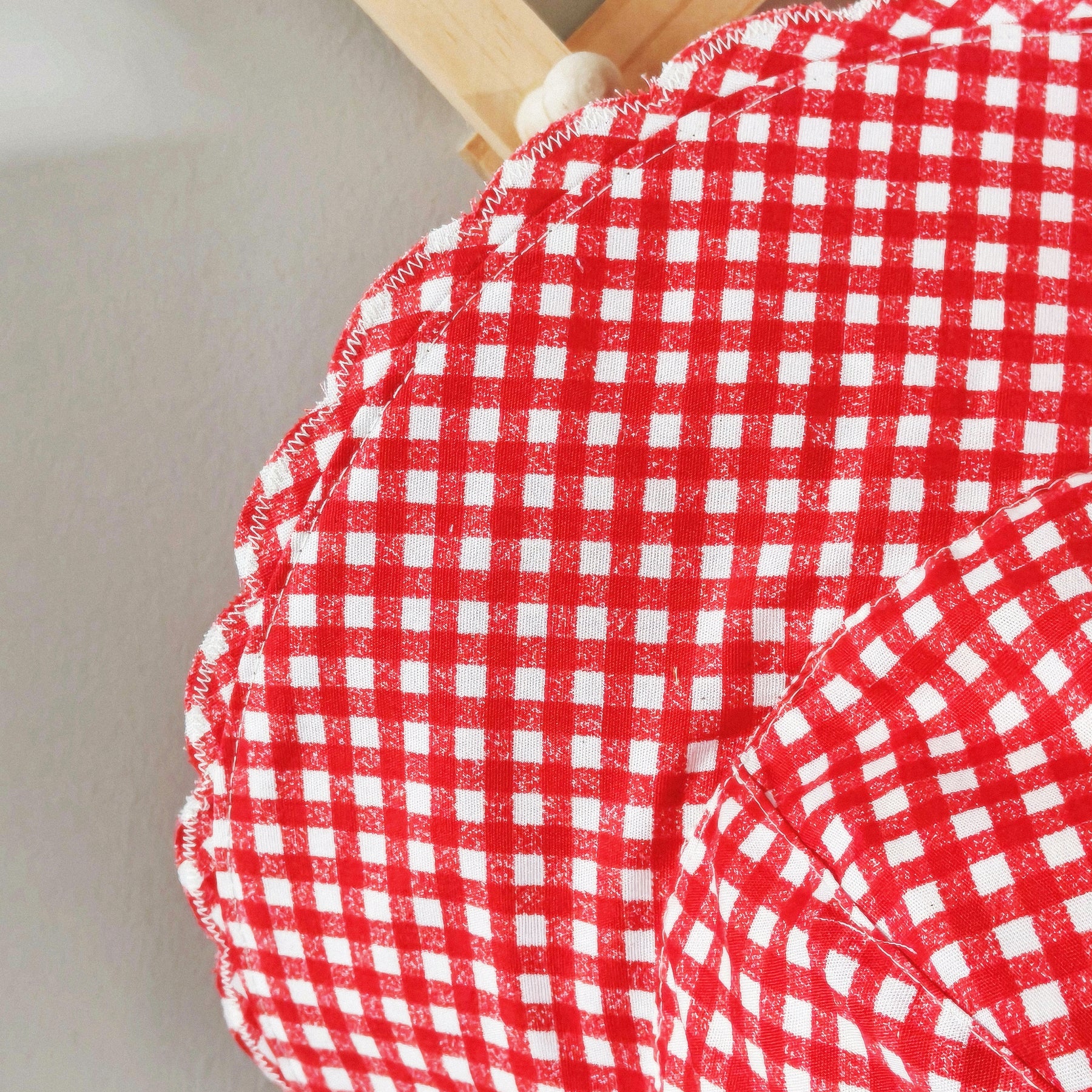 Kids Wide Brim Cotton Summer Sun Hat, Red Gingham Kids Hat