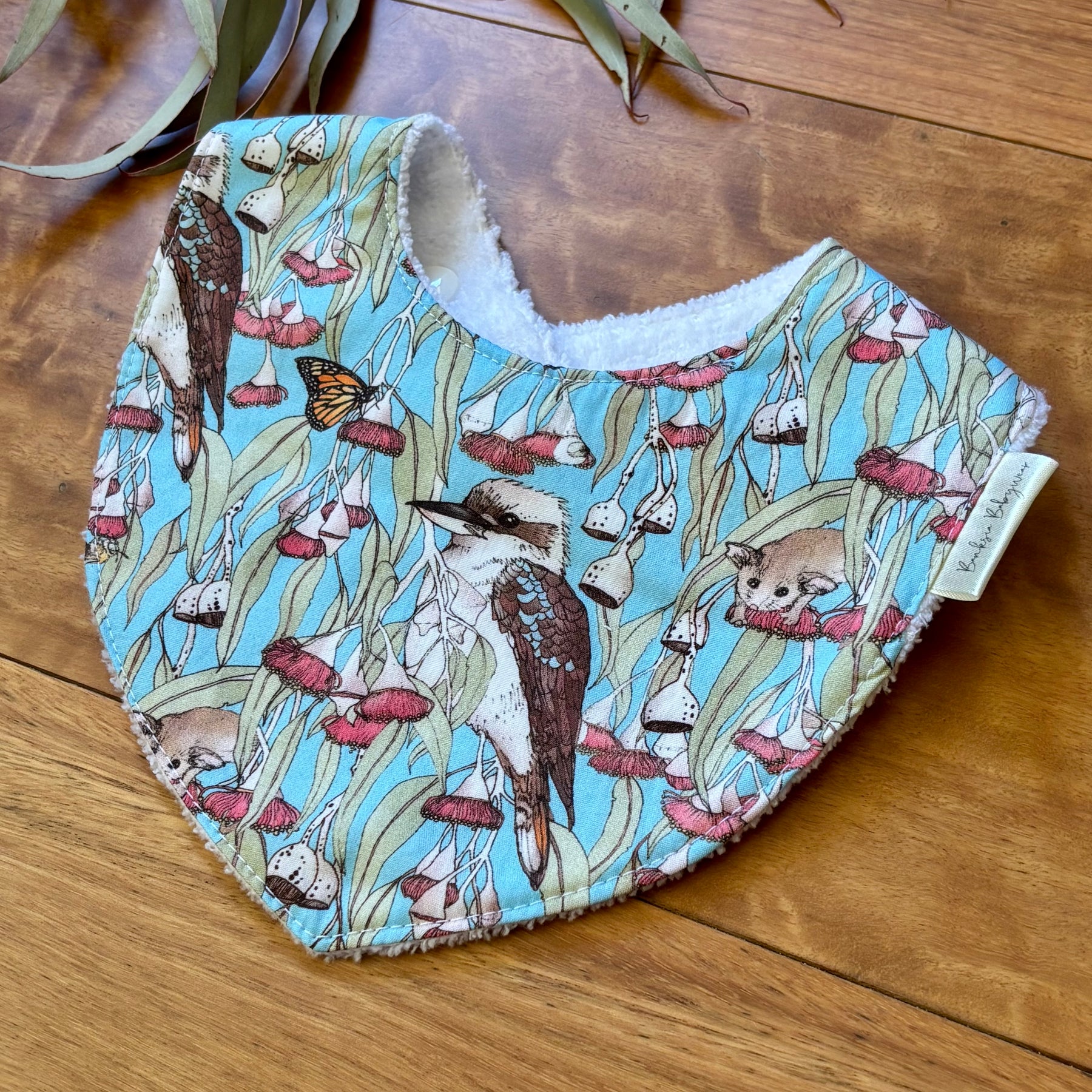 Baby Bib and Burp Cloth Set | Kookaburras and Possums | Ready to Ship