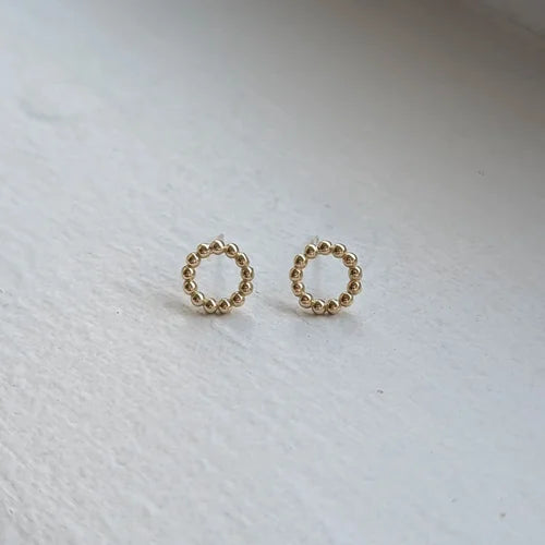 9ct yellow gold circle bead studs
