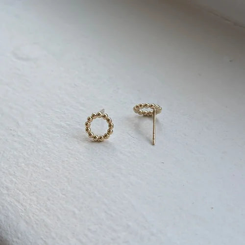 9ct yellow gold circle bead studs