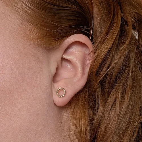 9ct yellow gold circle bead studs