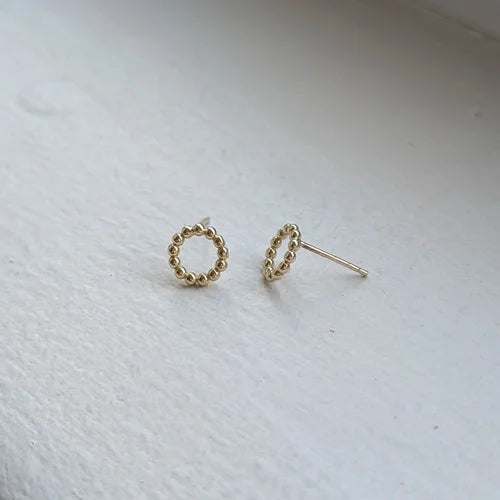 9ct yellow gold circle bead studs
