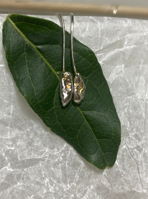 Tidal Drop Earrings - Water Cast Sterling Silver