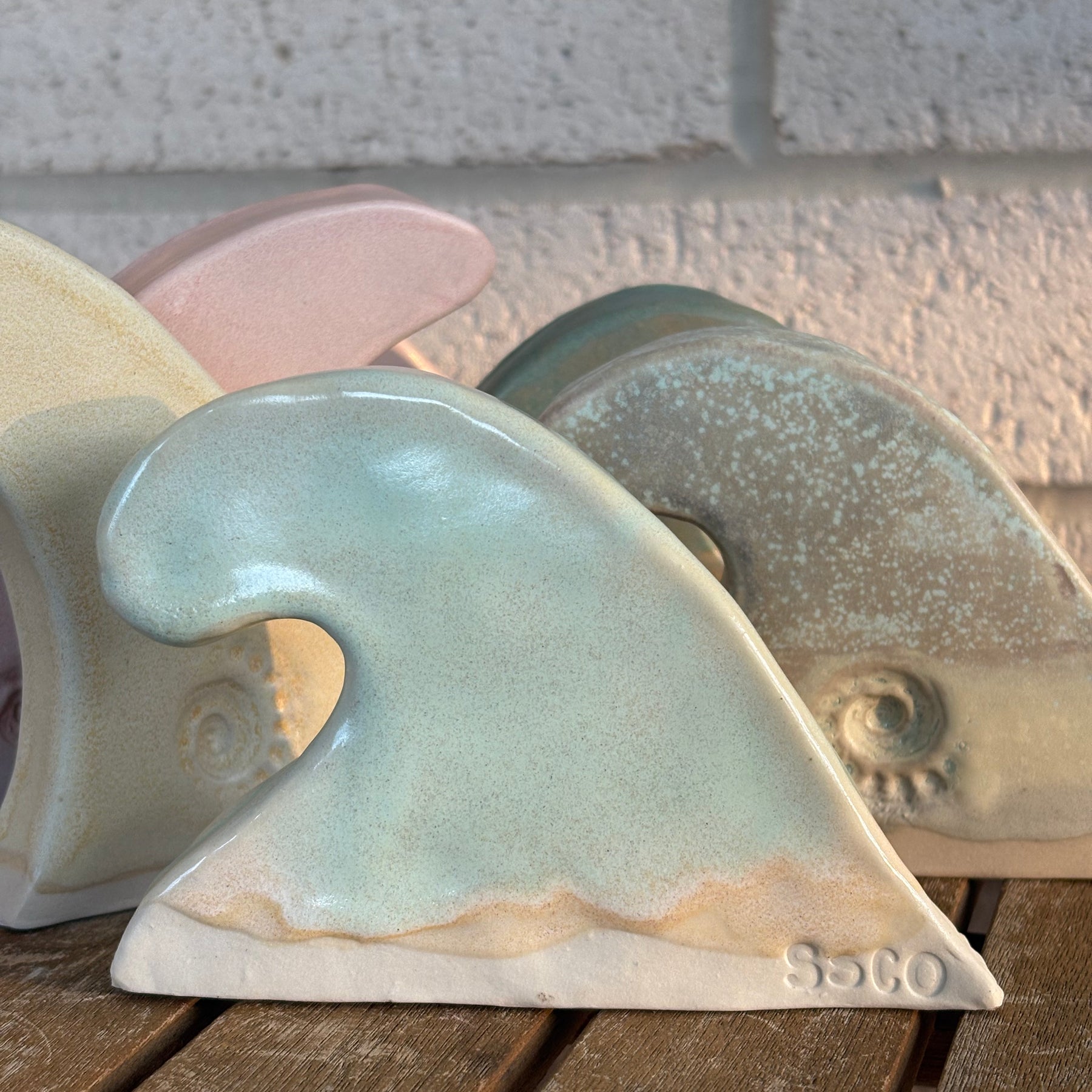 Ceramic Ocean Beach Wave - Soft Green