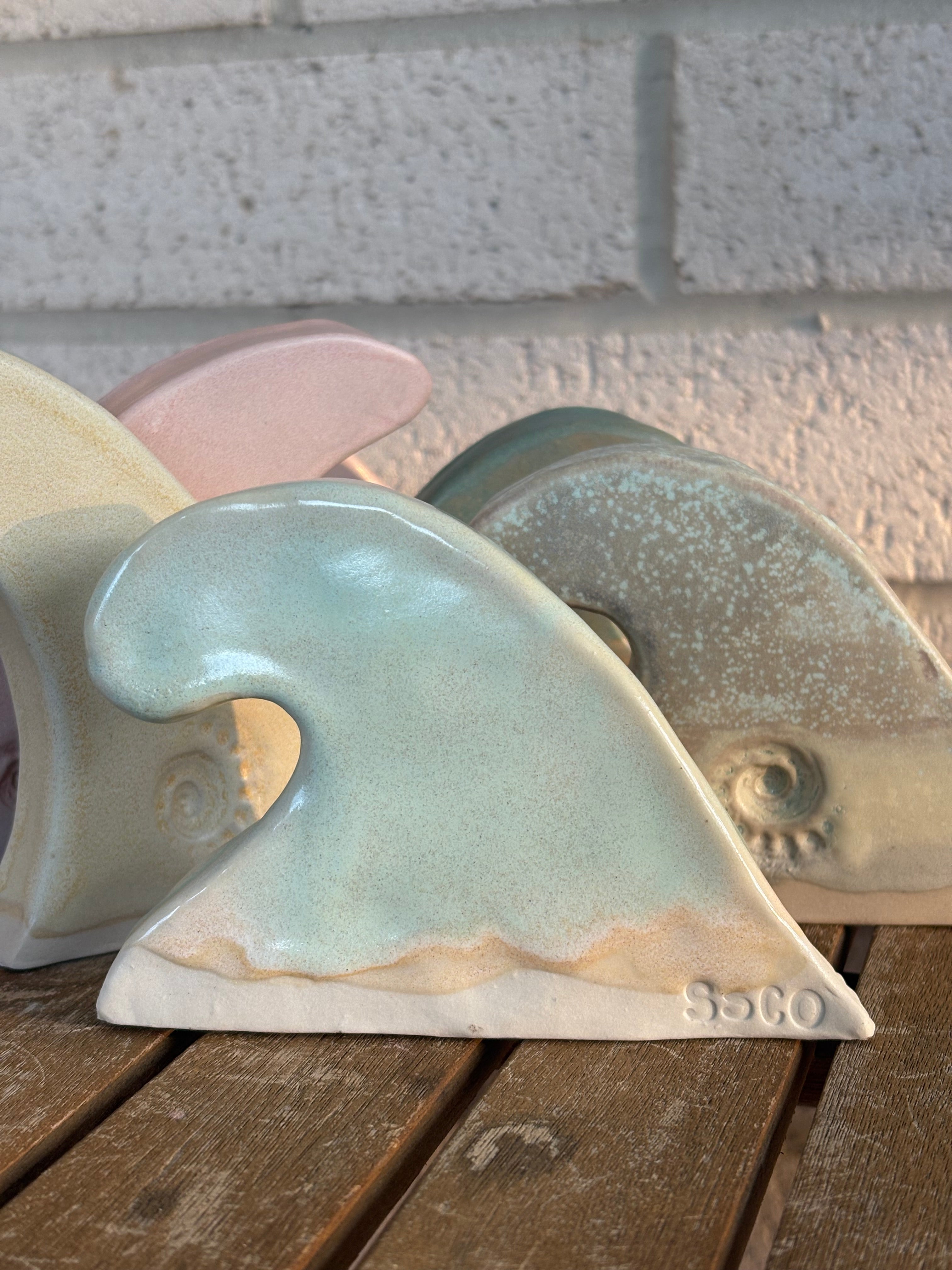 Ceramic Ocean Beach Wave - Soft Green