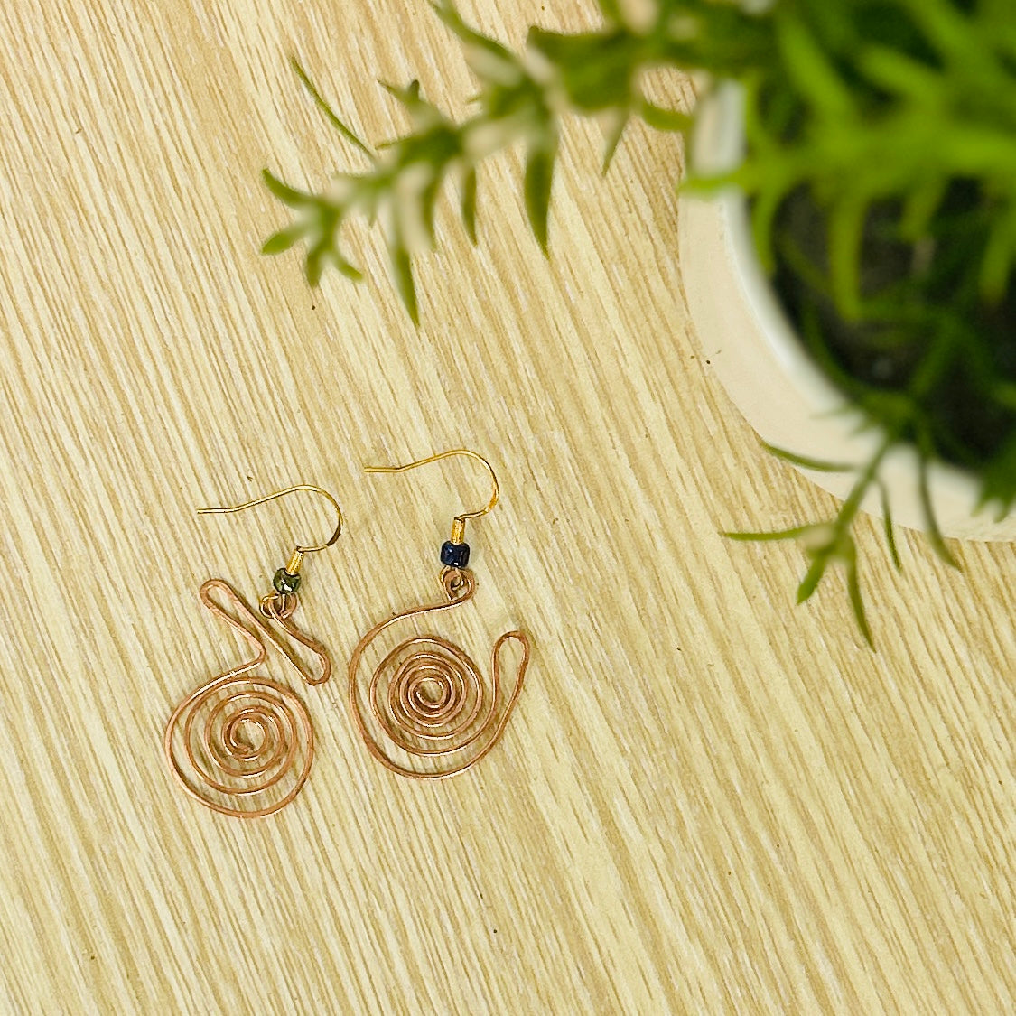 'Copper Queen' Mismatched Copper Dangle Earrings