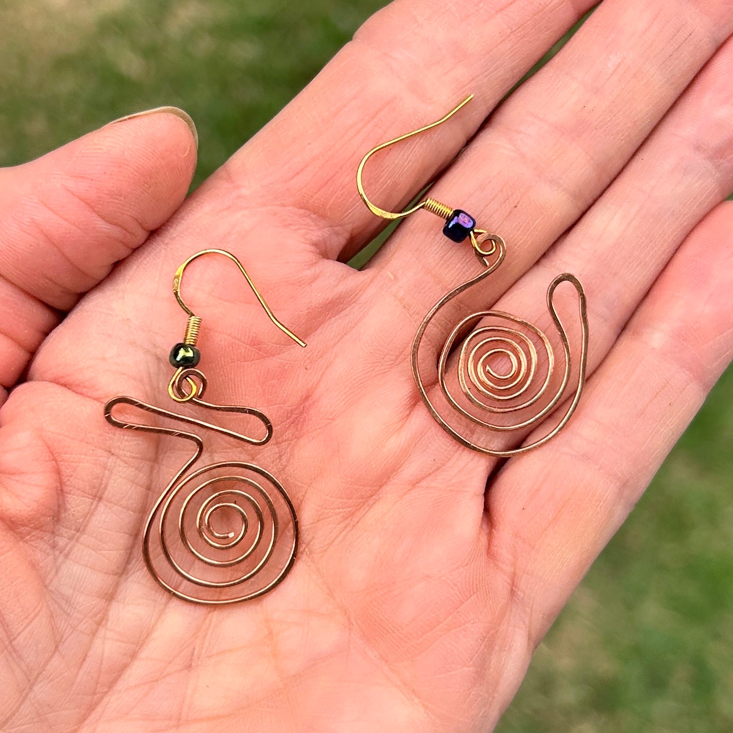 'Copper Queen' Mismatched Copper Dangle Earrings