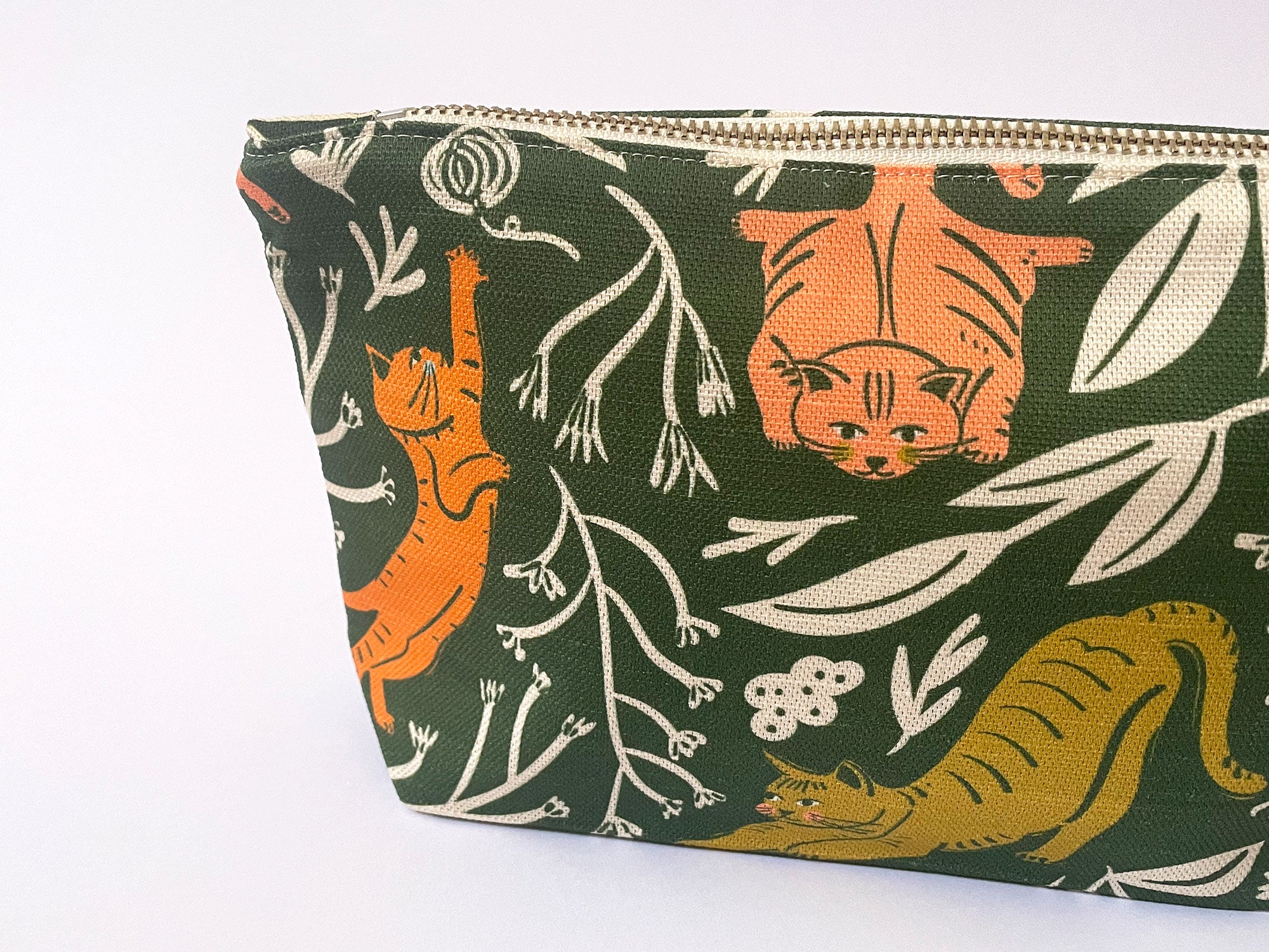 Make-up, Travel, Clutch, Handmade Fabric Zip Purse - Cats