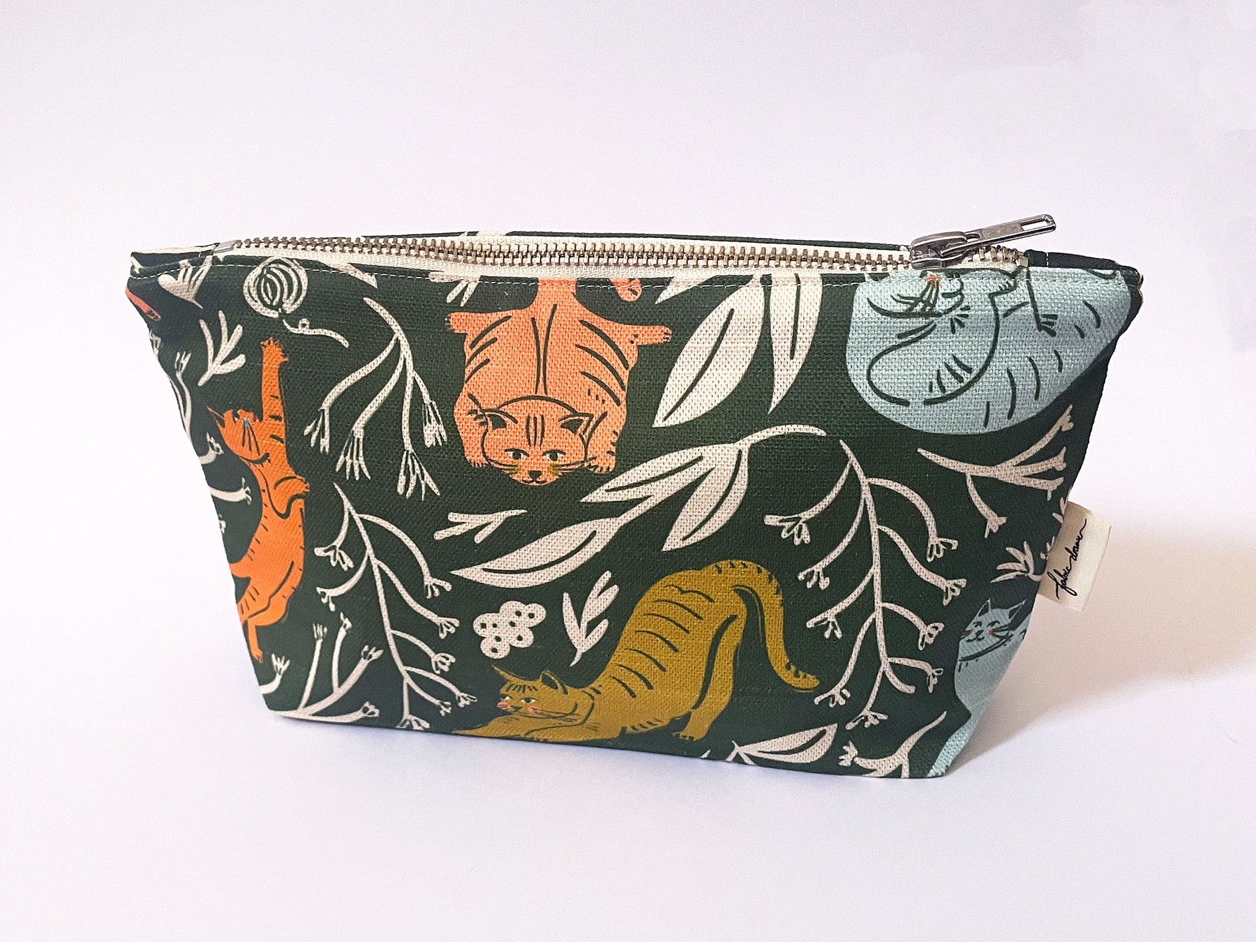 Make-up, Travel, Clutch, Handmade Fabric Zip Purse - Cats