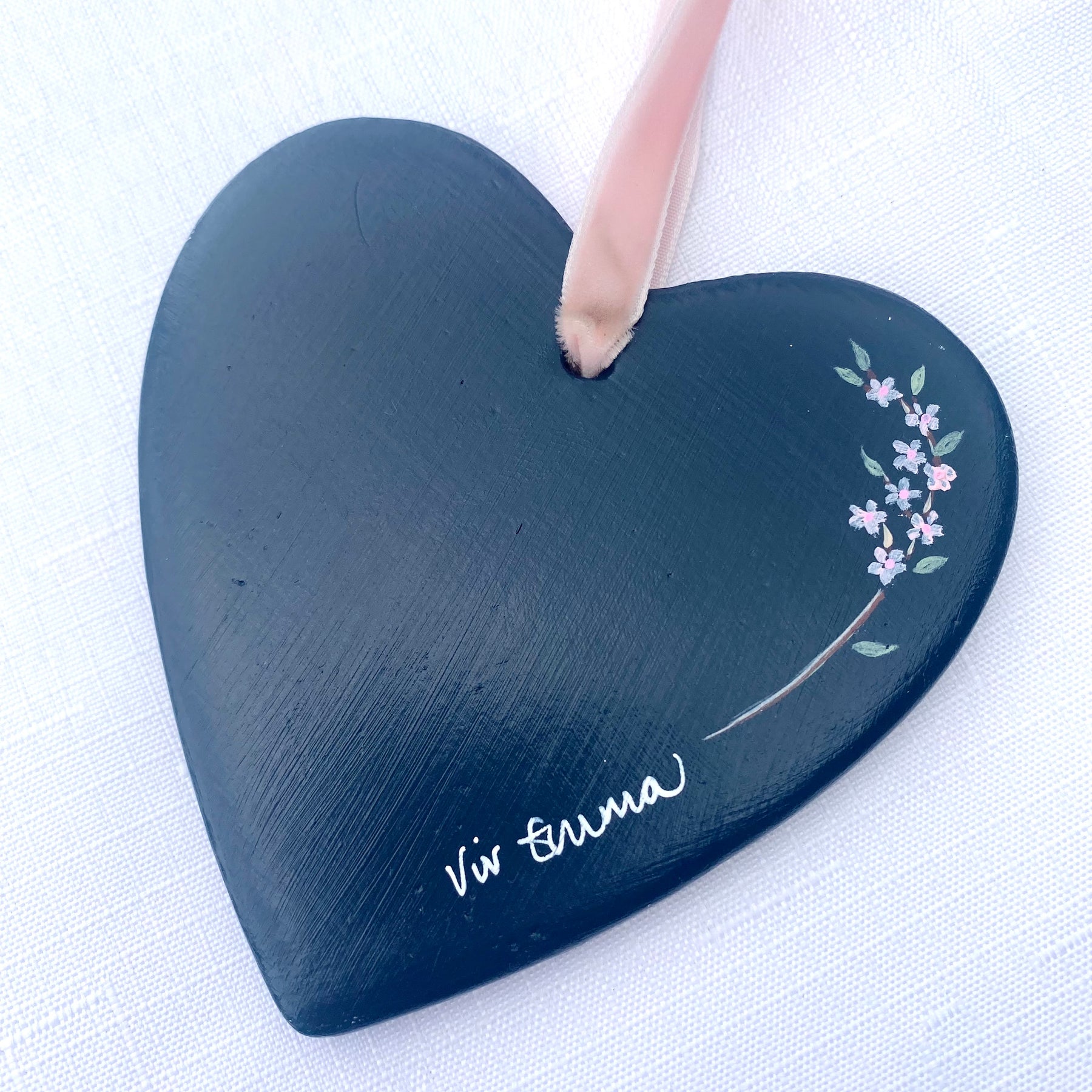 Hand-Painted Ceramic Heart Decoration - Fairywren Pair