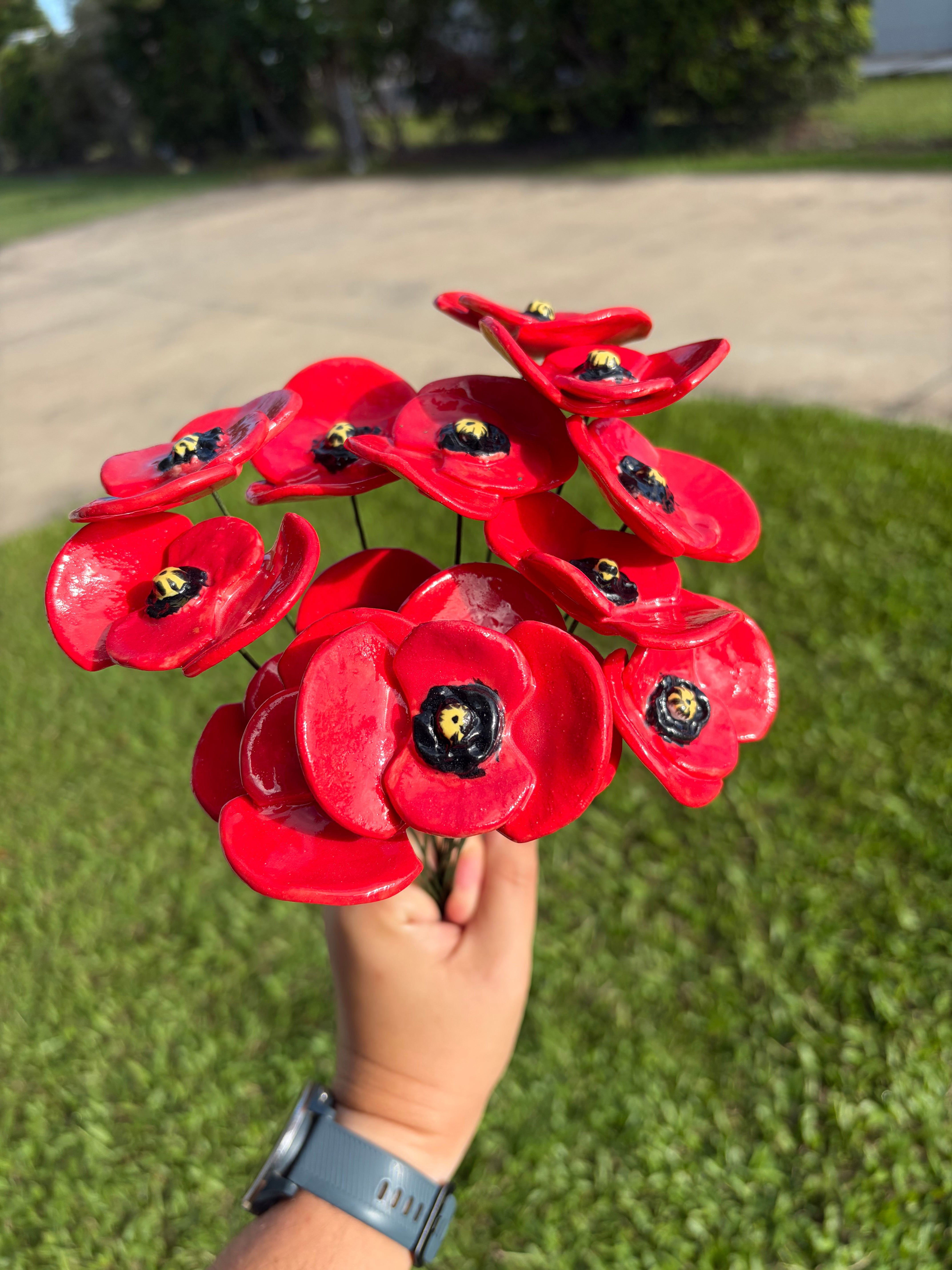 Handpainted Ceramic Poppies