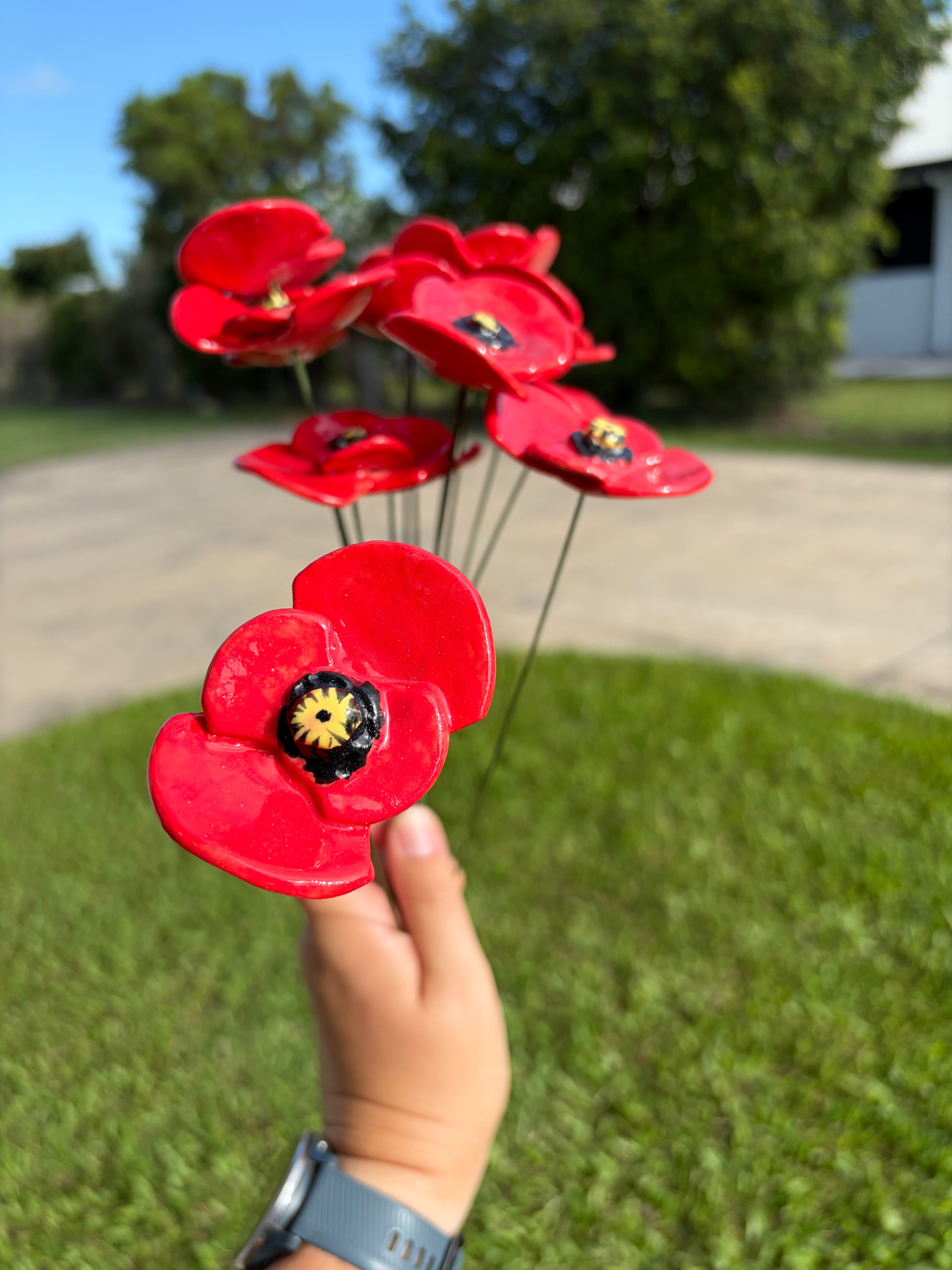 Handpainted Ceramic Poppies
