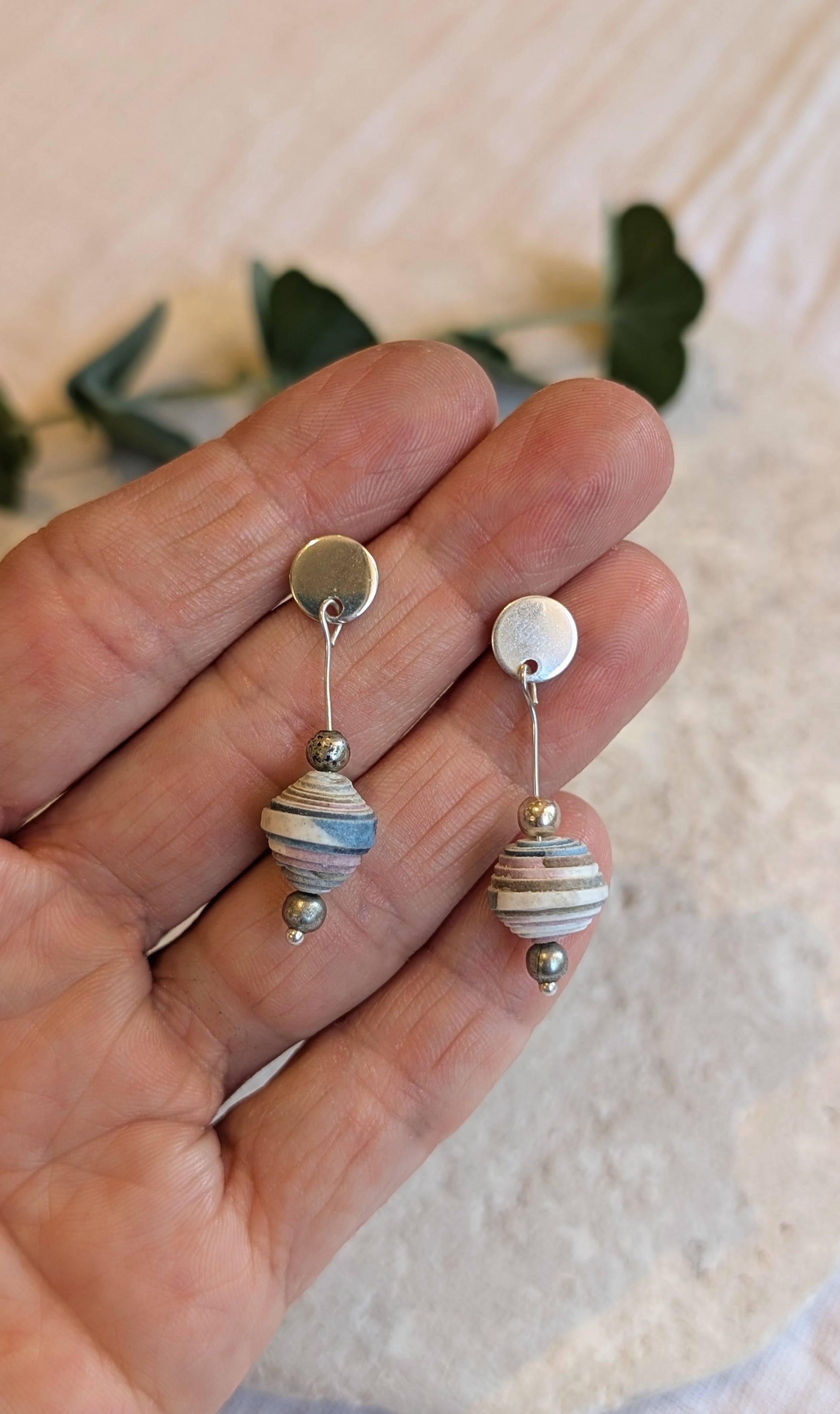 Hand Rolled Paper Bead Earrings – Eco Friendly Handmade Jewellery Australia