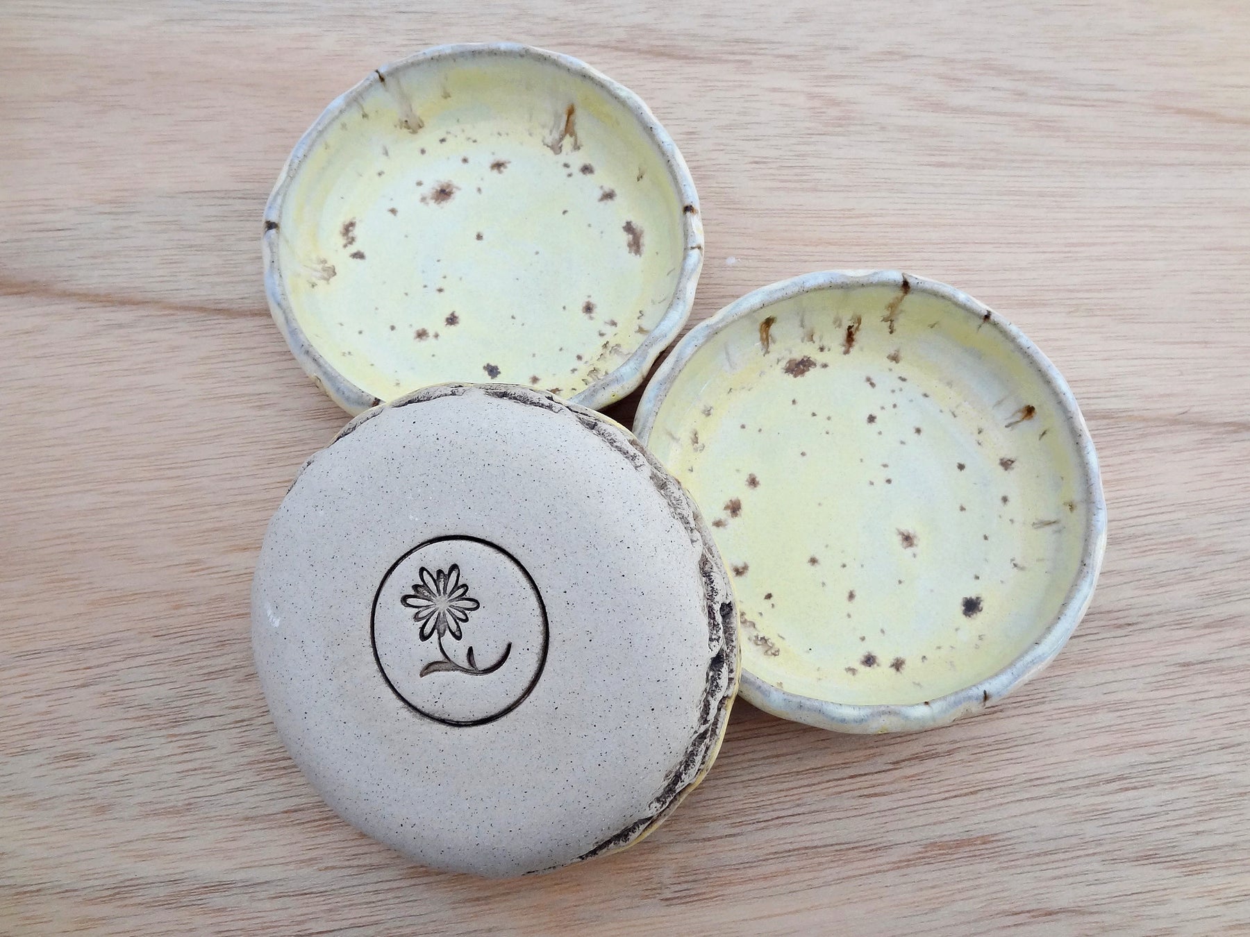 Handmade Yellow Ceramic Dipping Bowl Set of 3 – Rustic Sauce Dishes – Condiment, Tapas Bowls