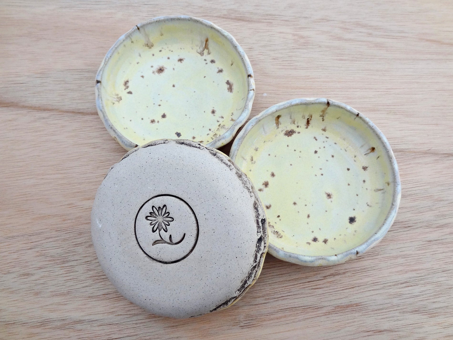 Handmade Yellow Ceramic Dipping Bowl Set of 3 – Rustic Sauce Dishes – Condiment, Tapas Bowls