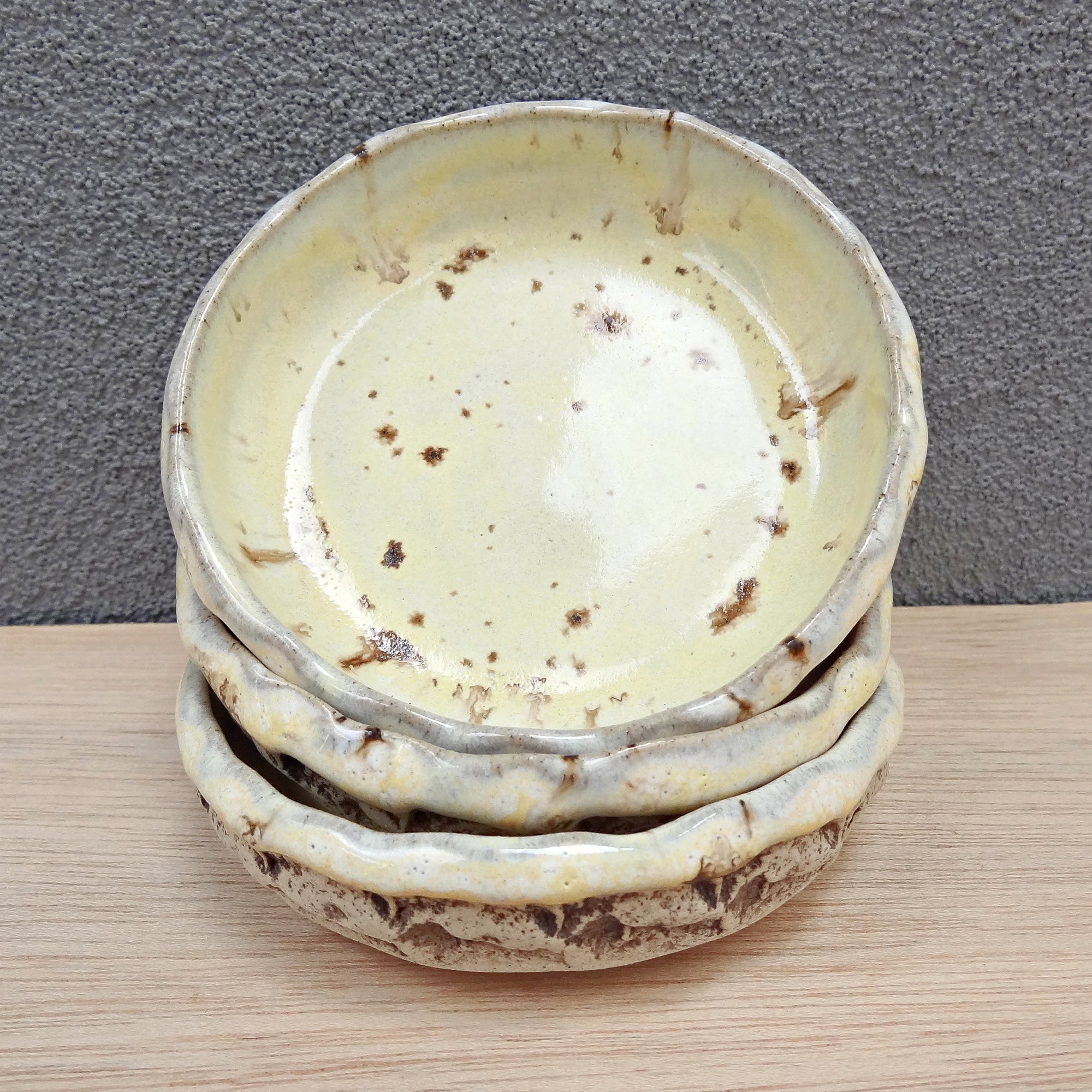 Handmade Yellow Ceramic Dipping Bowl Set of 3 – Rustic Sauce Dishes – Condiment, Tapas Bowls