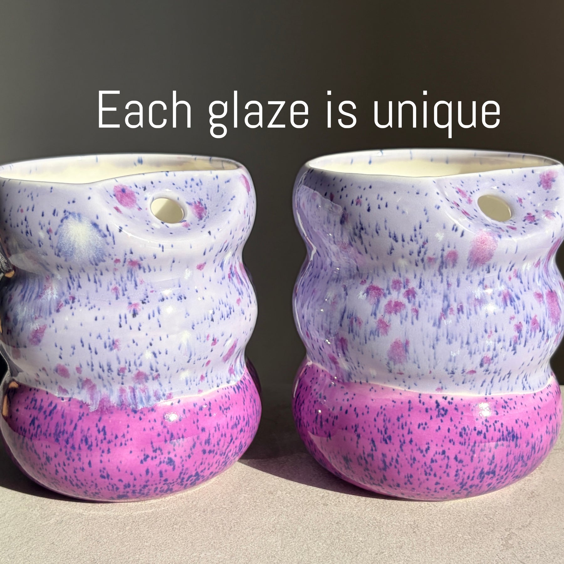 Handcrafted Porcelain Tumbler with Silicon Straw, 600mL Bubble Cup in Blueberry Smoothie Glaze