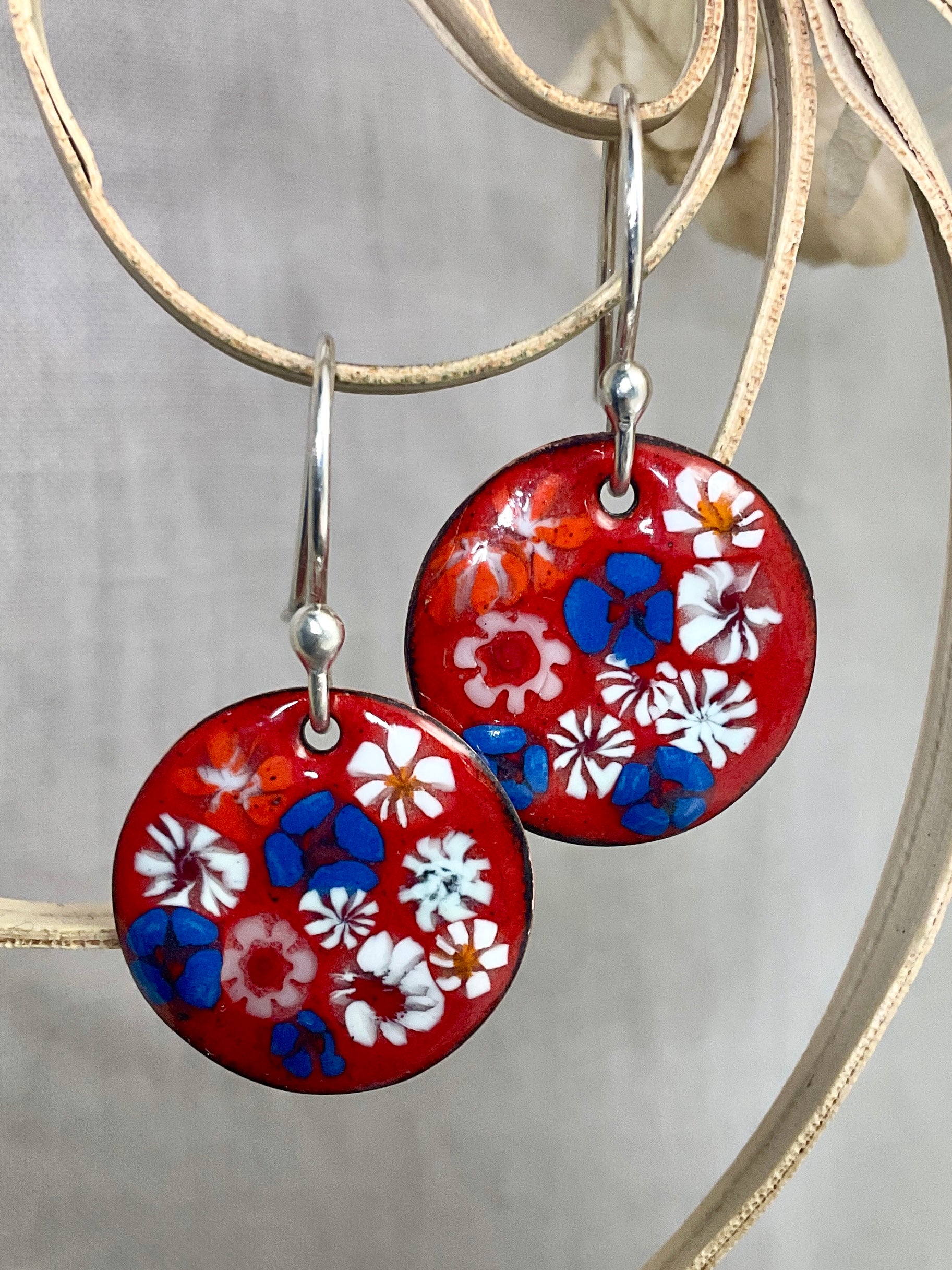 Millefiori flower earrings. Handmade. 5 colour ways
