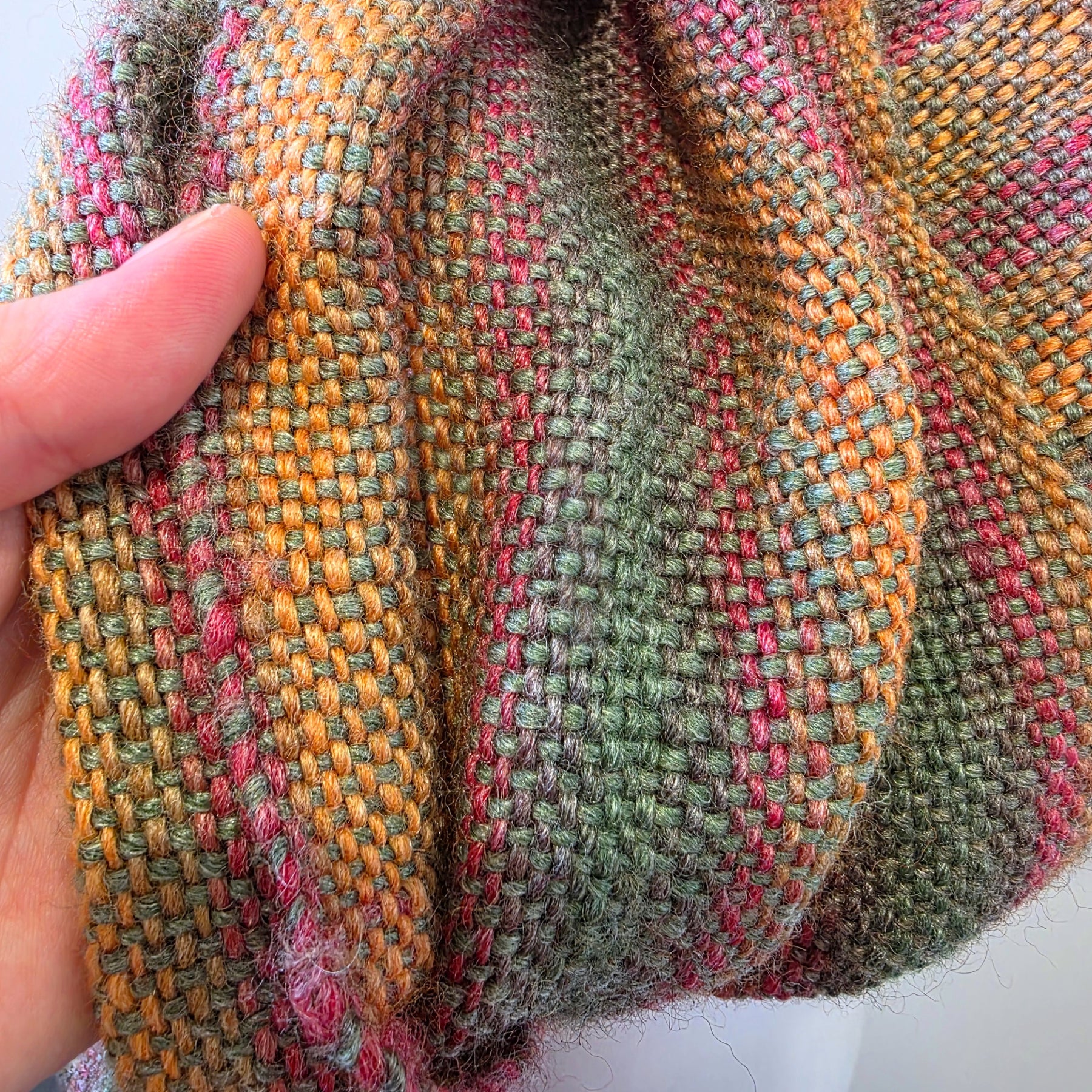 100% wool Handwoven Rainbow Scarf