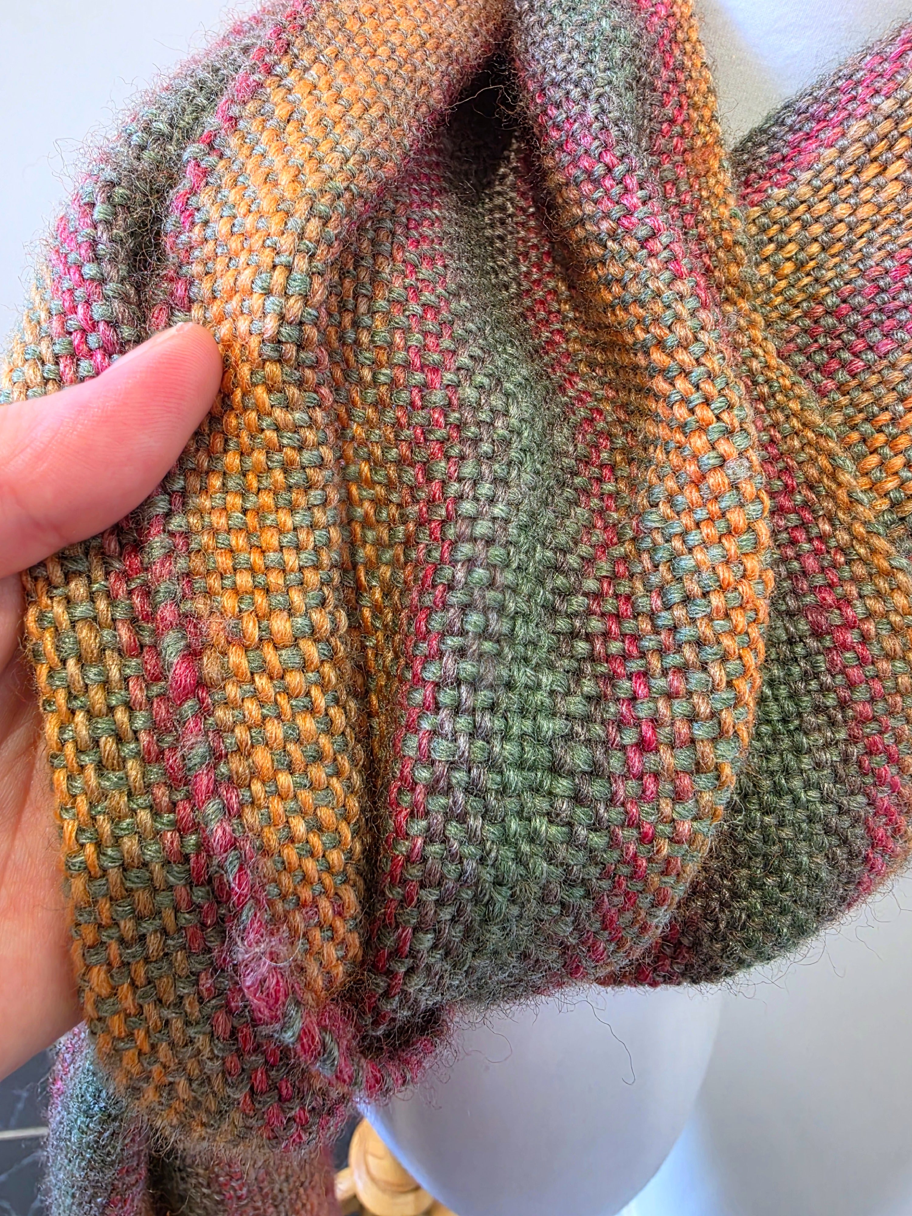 100% wool Handwoven Rainbow Scarf