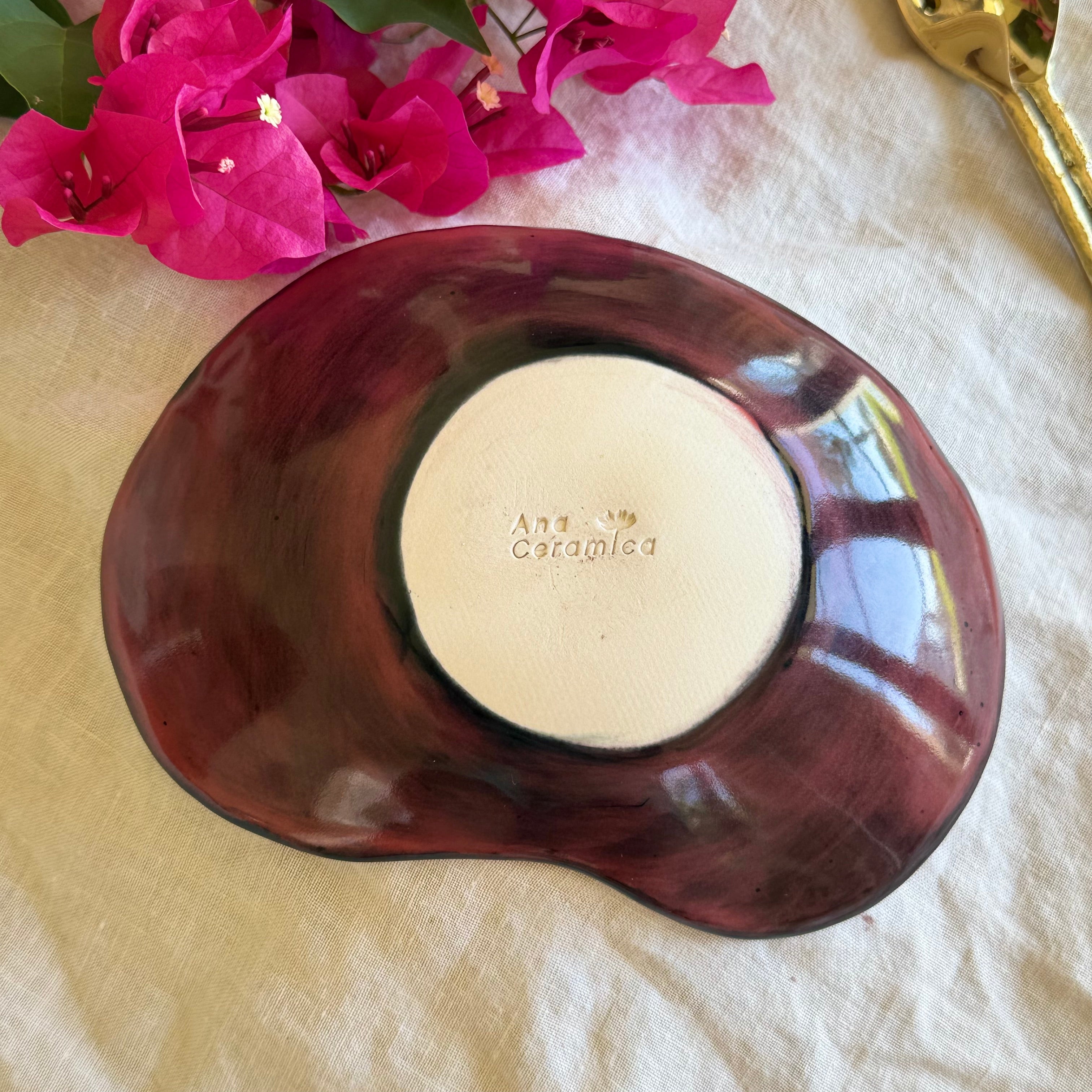 Handmade Shallow Bowl | Organic Shape Serving Dish