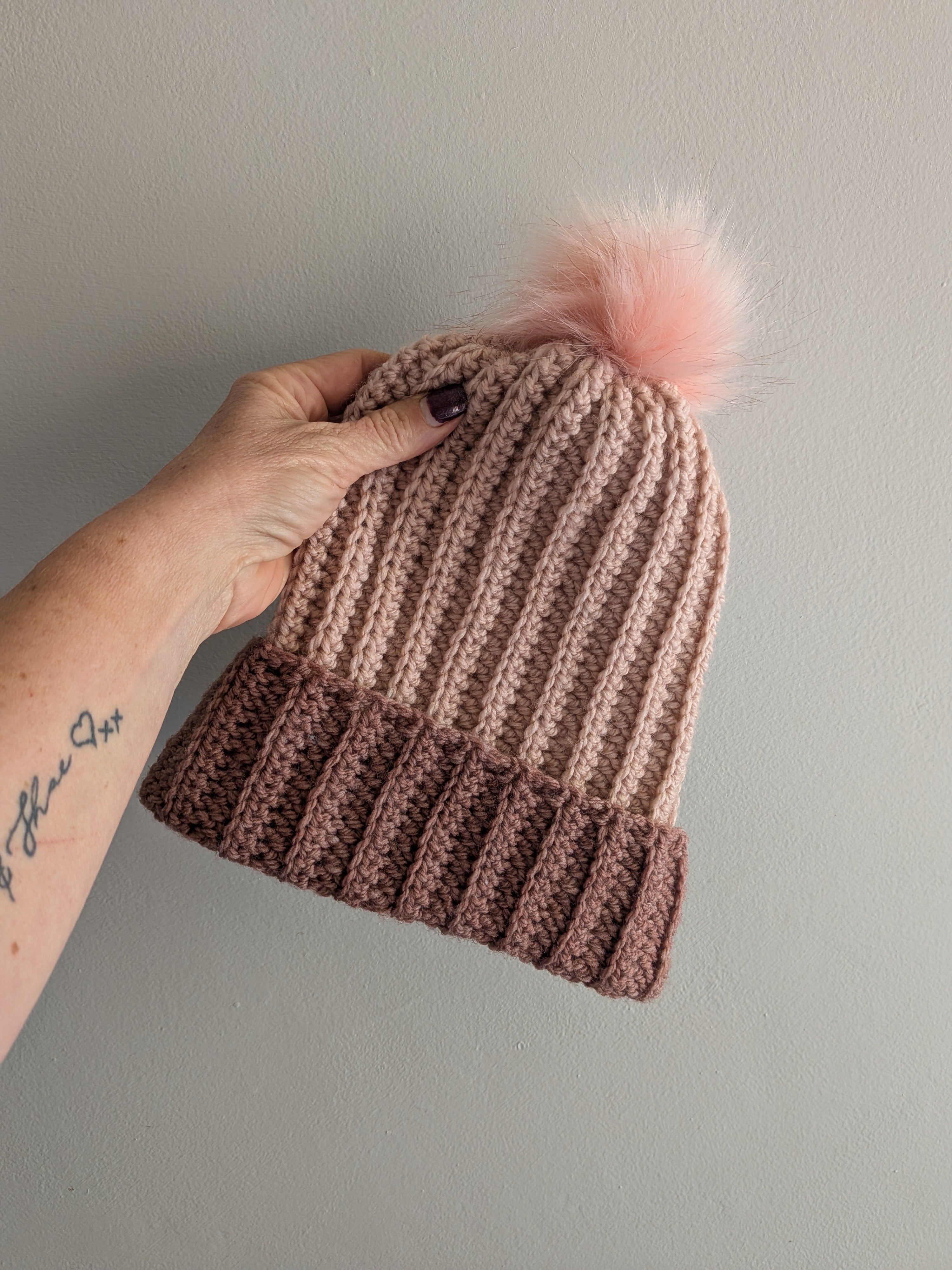 Pretty in Pink Crochet Beanie Two Tone
