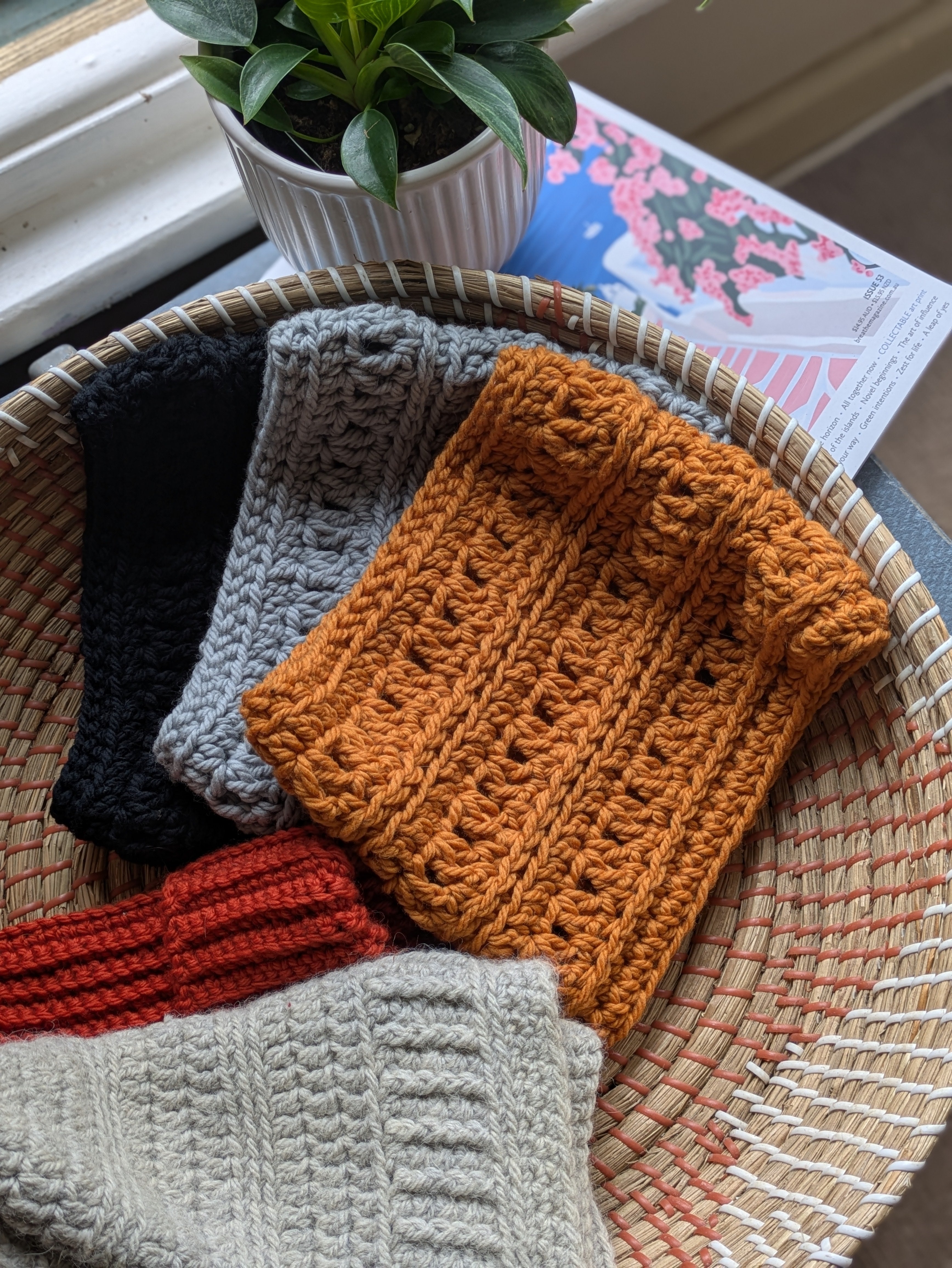 Handmade Cozy Crochet Cowl Neck Warmer in Classic Black Liquorice Merino Yarn