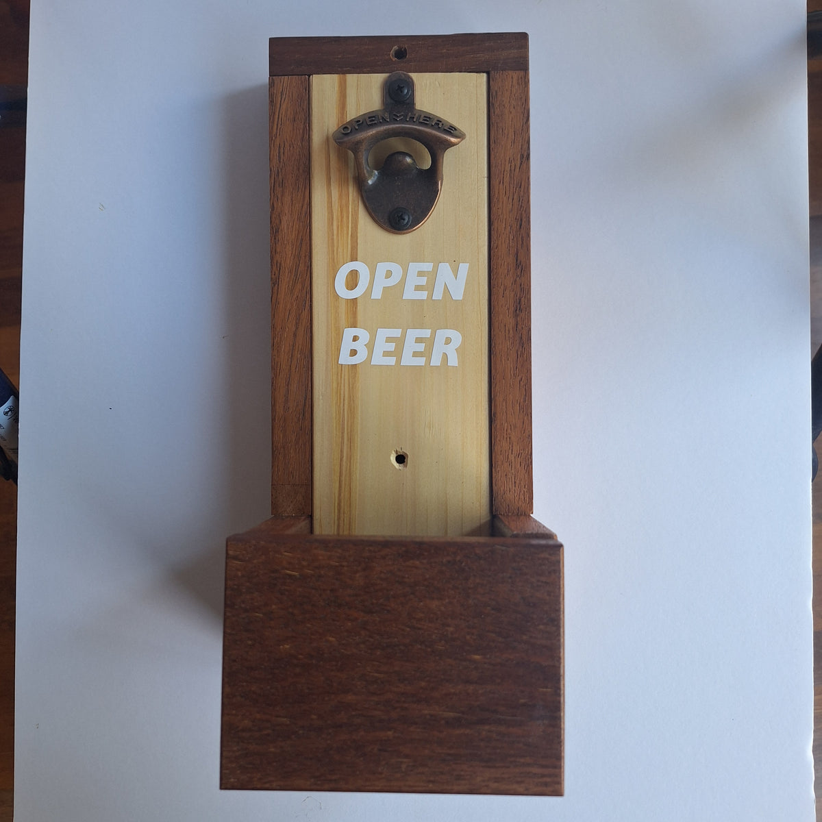 Timber Wall Mounted Beer Bottle Opener with Catcher