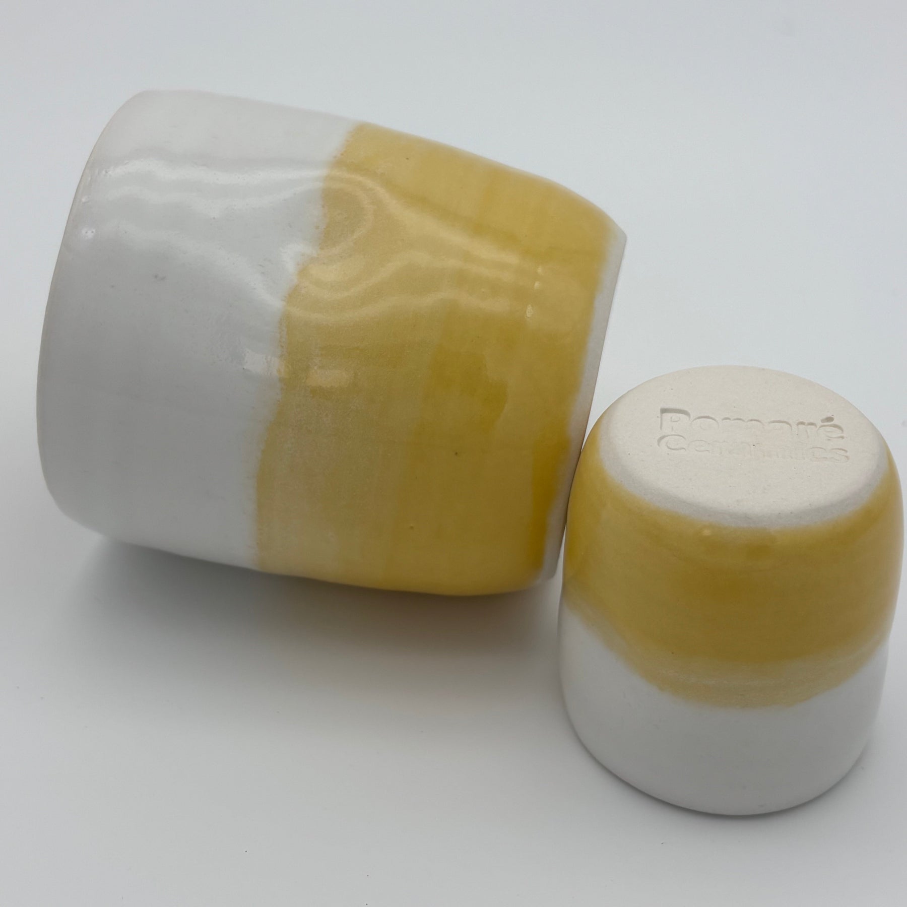 Handmade Ceramic Espresso Cup | Wheel Thrown | Handleless | Thumb Print | Duo Colours