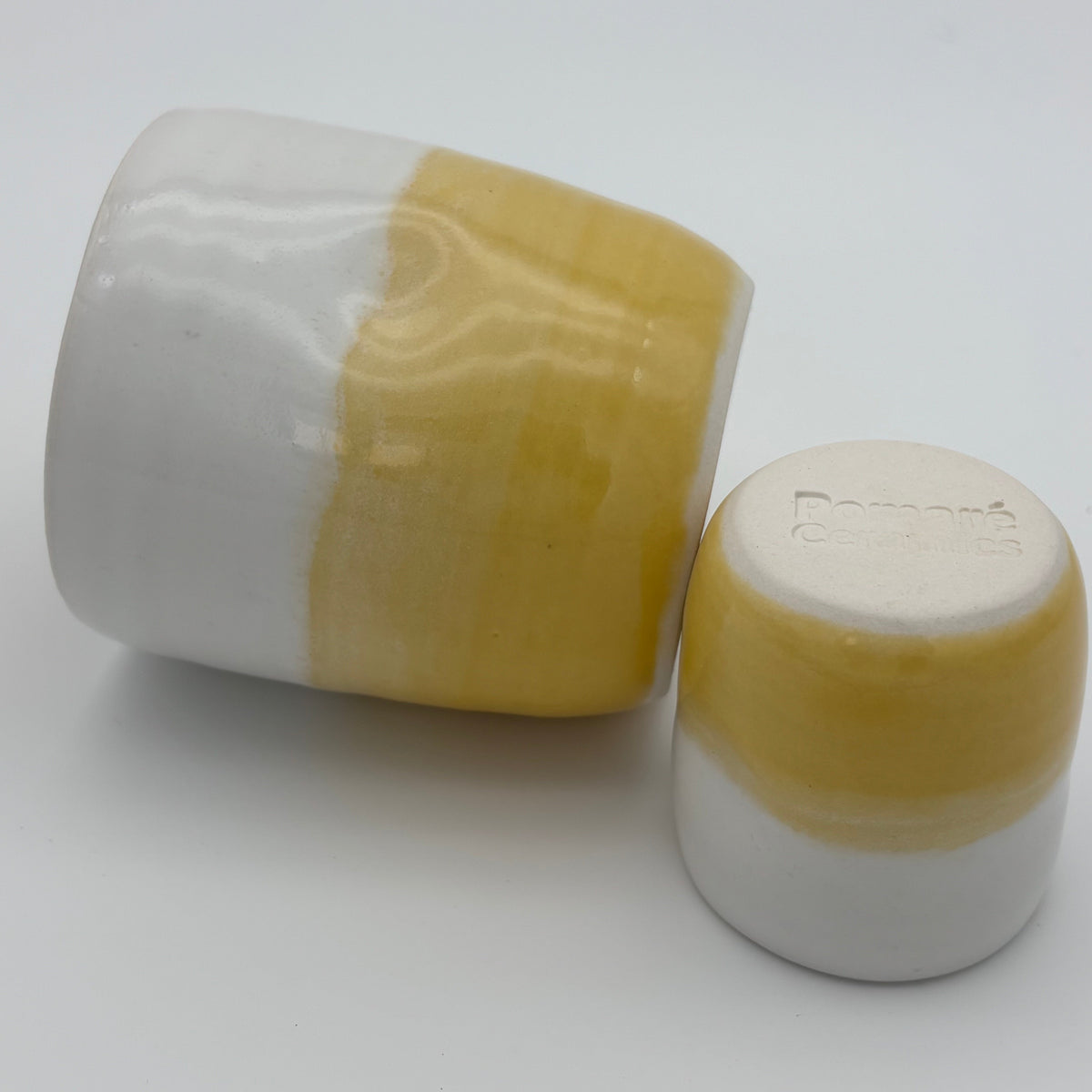 Handmade Ceramic Espresso Cup | Wheel Thrown | Handleless | Thumb Print | Duo Colours