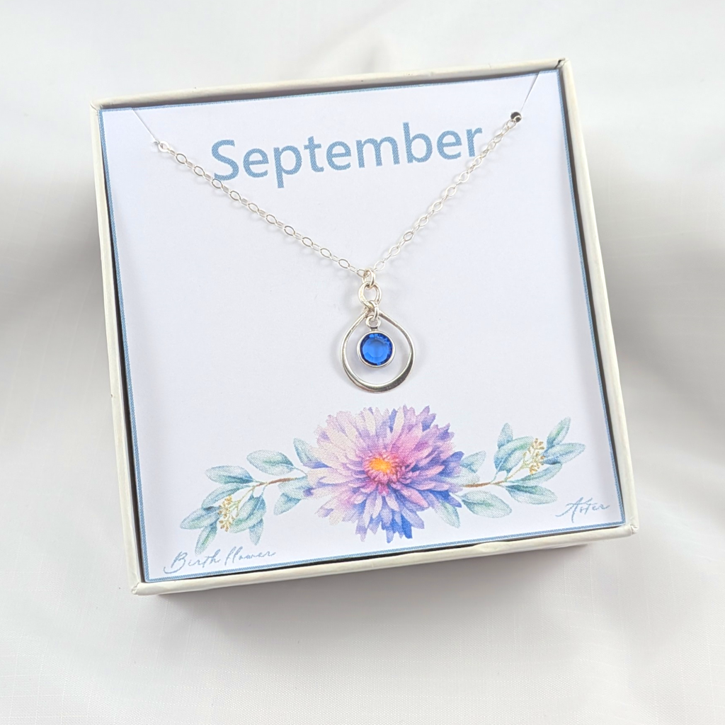 Sterling Silver Birthstone  Necklace Choose Your Birth Month