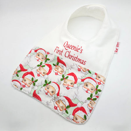 Christmas Santas Baby Bib Personalised Baby Name Gift