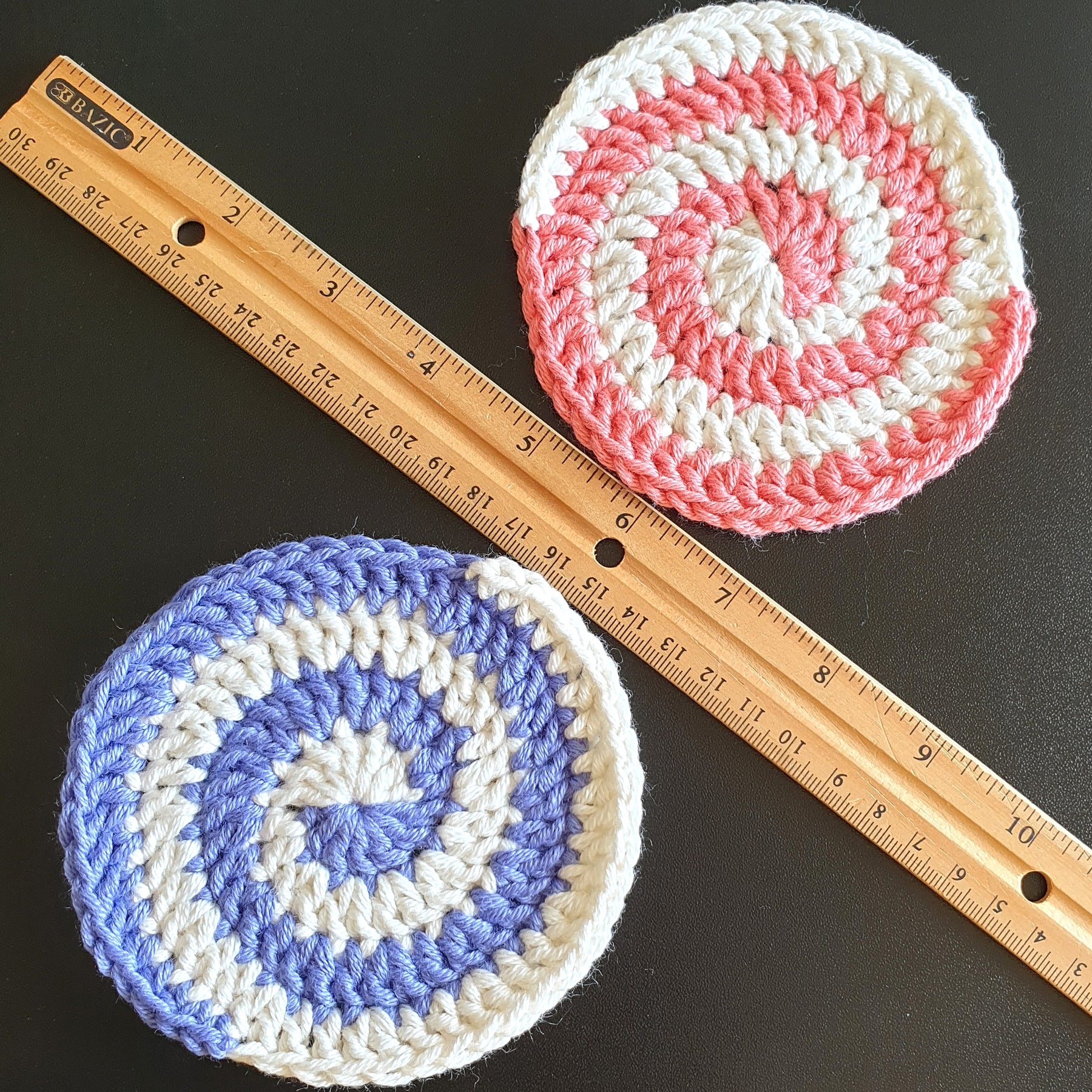 Hand Crochet Colourful Thick Square Coaster : Two Sided ,  Double Sided