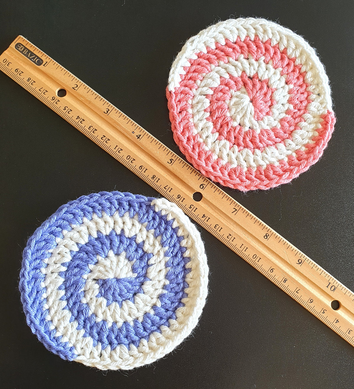 Hand Crochet Colourful Thick Square Coaster : Two Sided ,  Double Sided