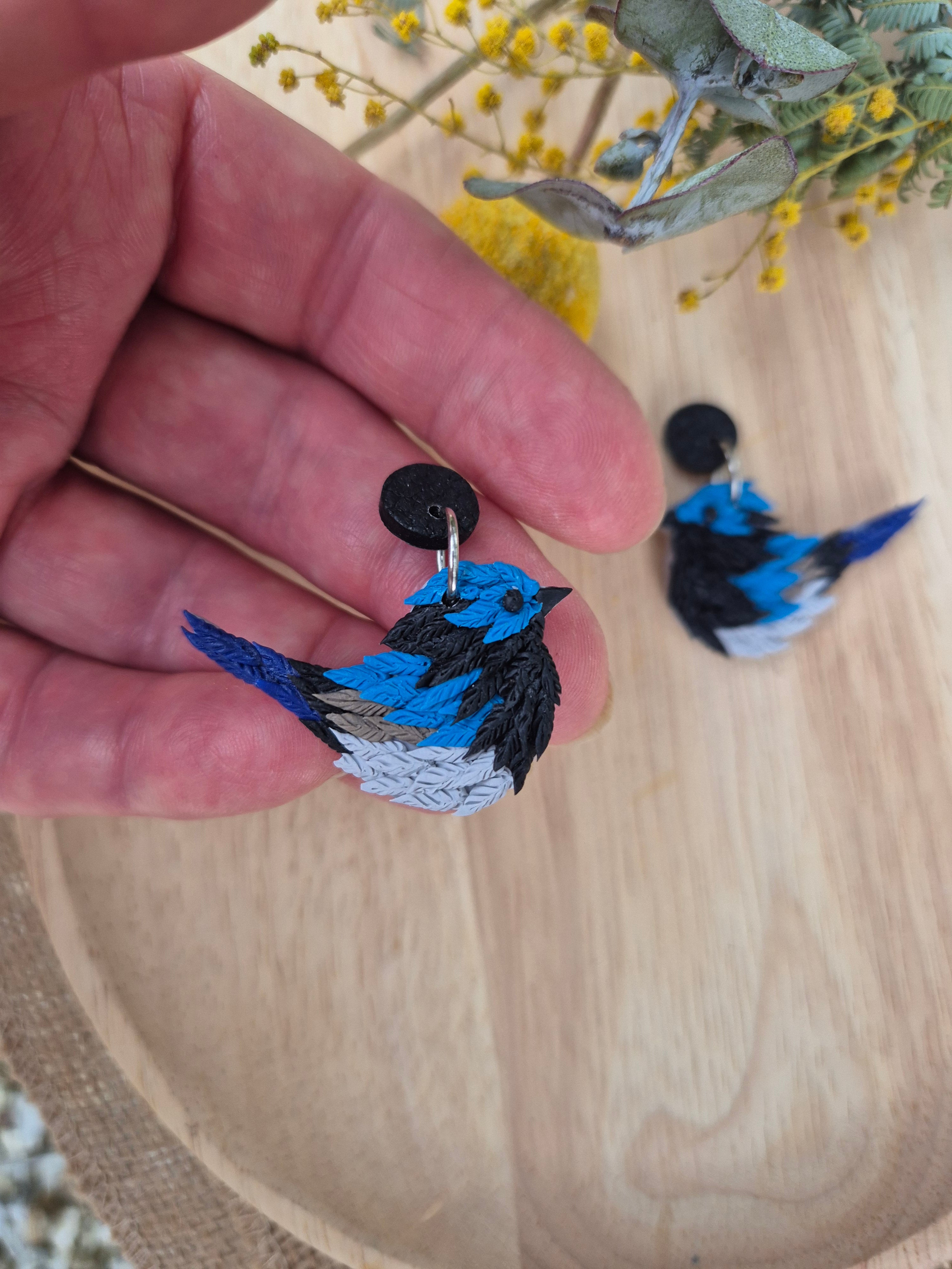 Billy Blue Wren Dangle Earrings (2 sizes available)