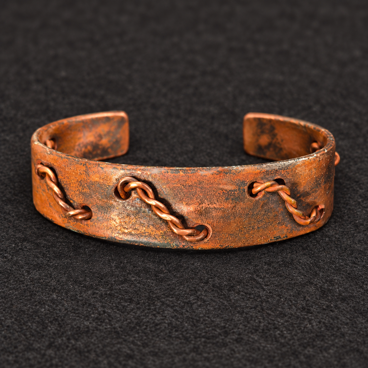 Handmade Steampunk Stitched Copper Cuff Bracelet B018