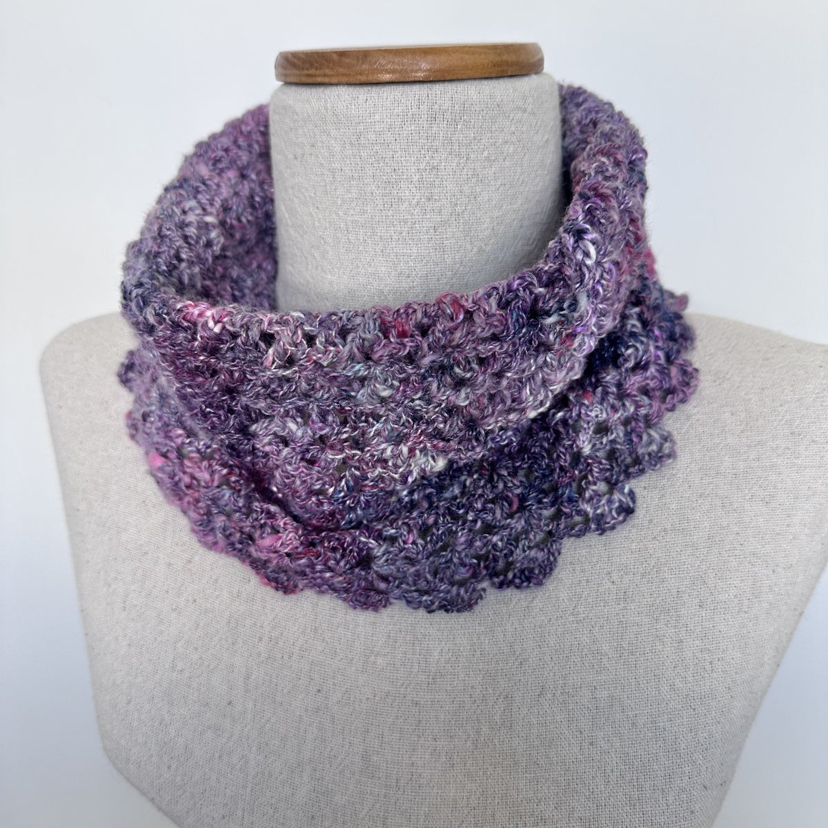 Handspun 'Mixed Berry' Merino & Silk  Crocheted Cowl